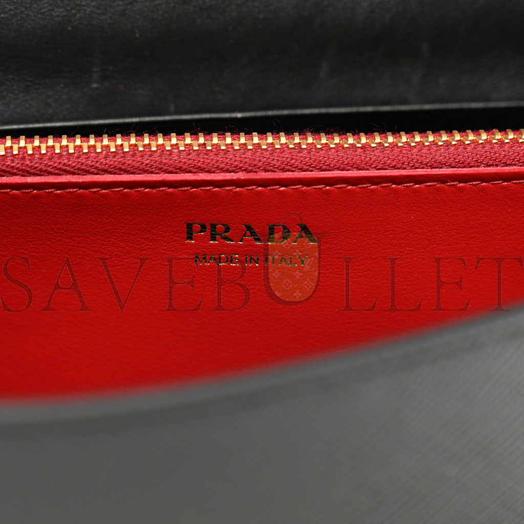 Pra*a saffiano wallet with shoulder strap black (21*14*4cm)