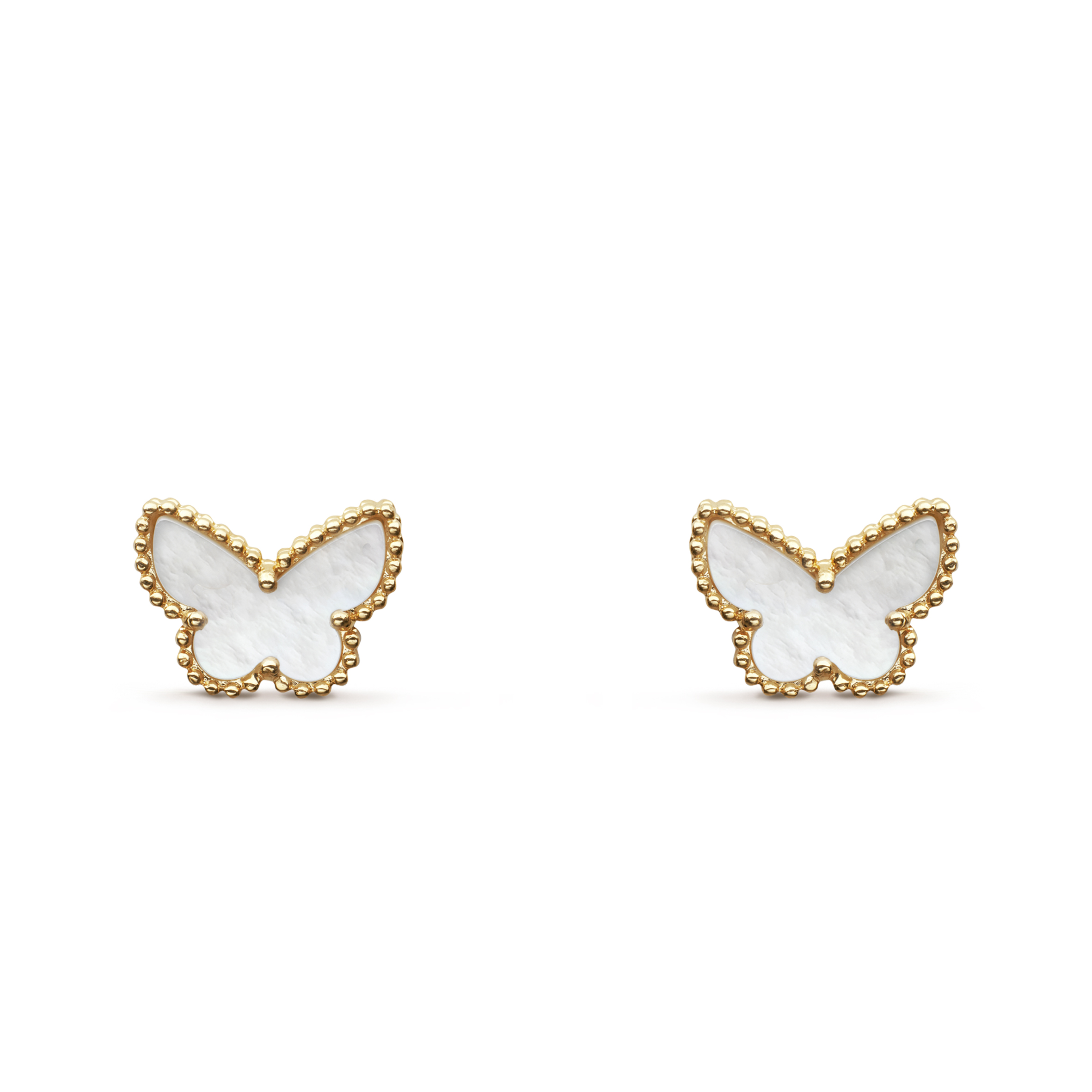 V*N CL*F arpels sweet alhambra butterfly earstuds - yellow gold, mother-of-pearl vcarn5jm00