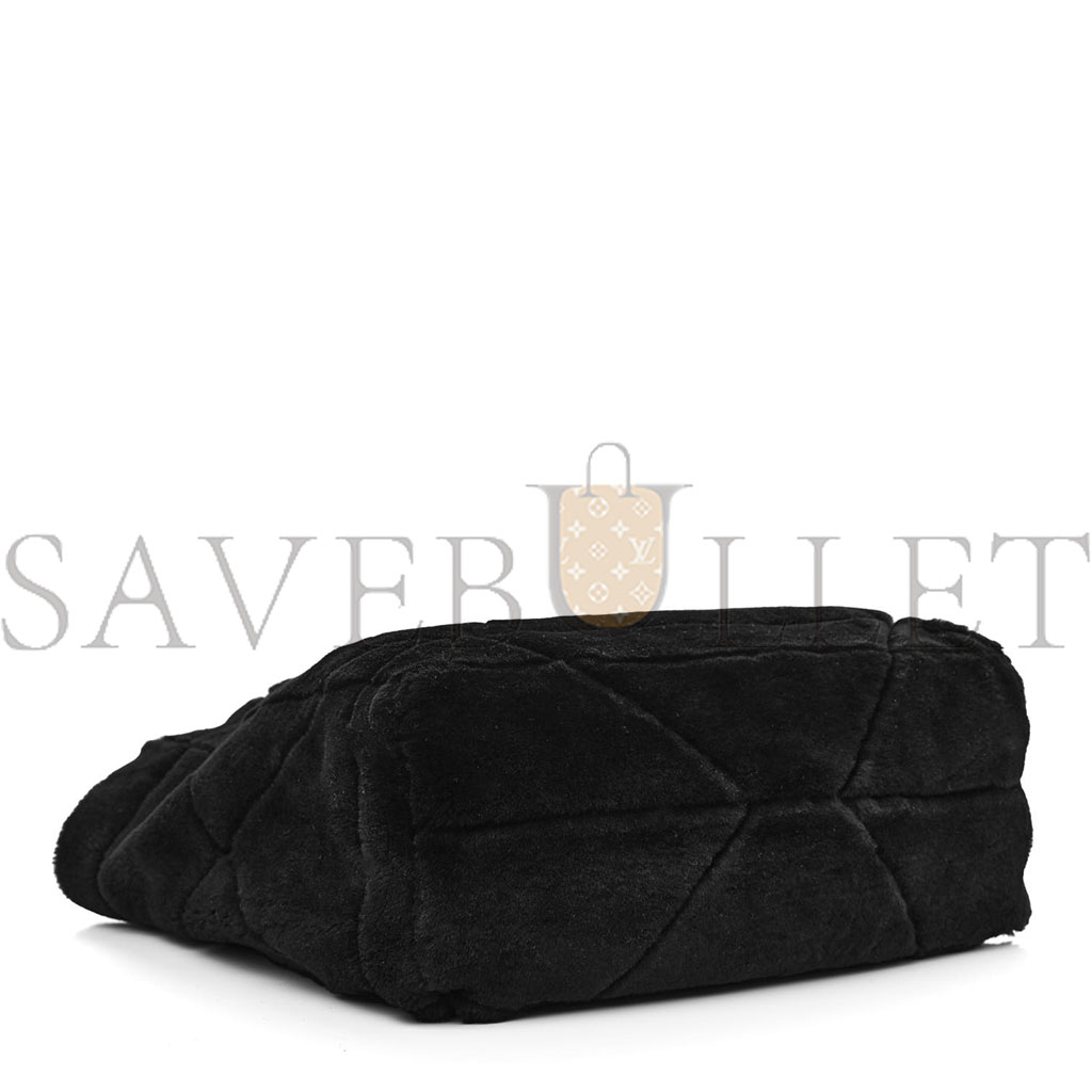 Pra*a shearling monotone logo tote black white (34*33*13cm)