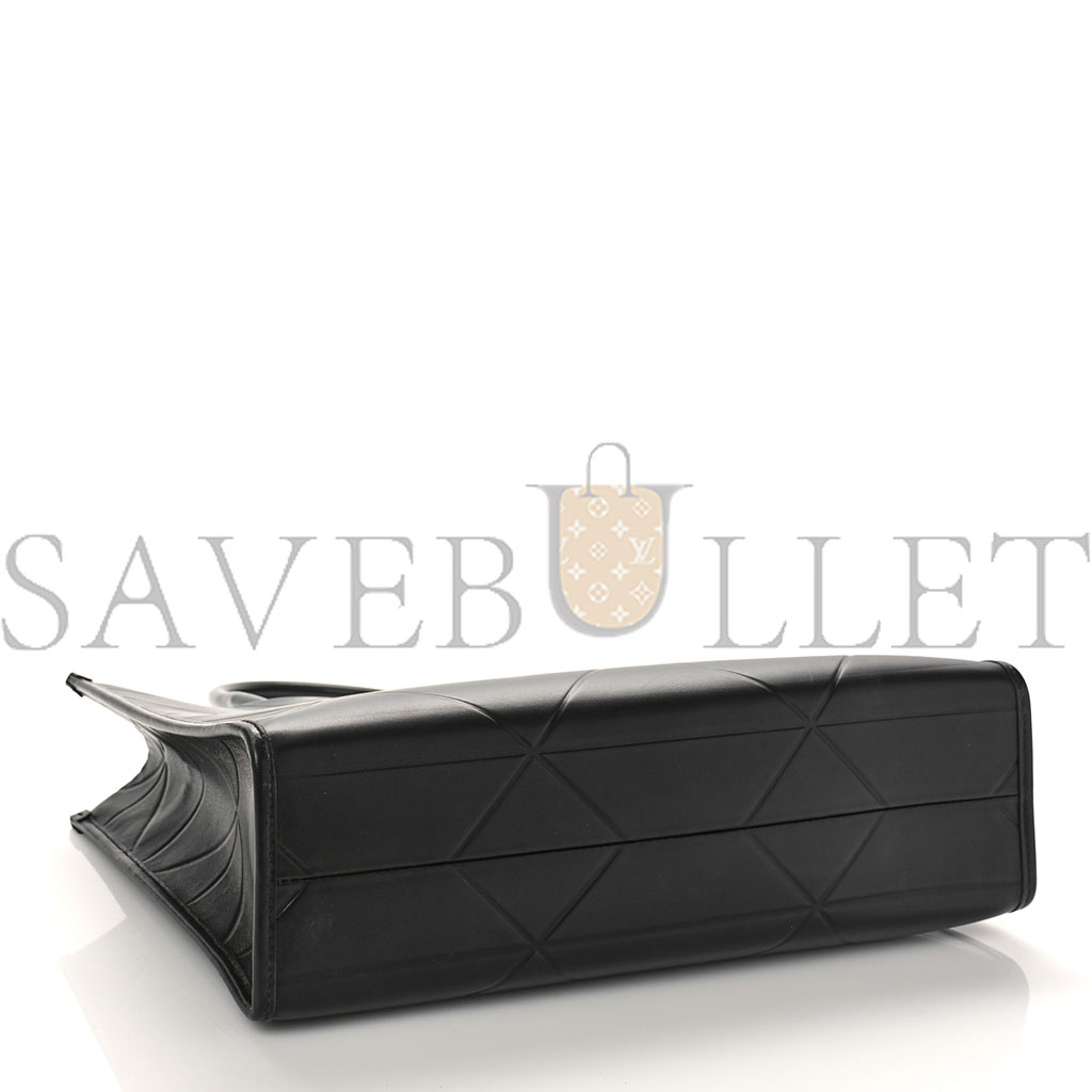 Pra*a soft calfskin triangolo symbole embossed medium tote black (35*27*11cm)