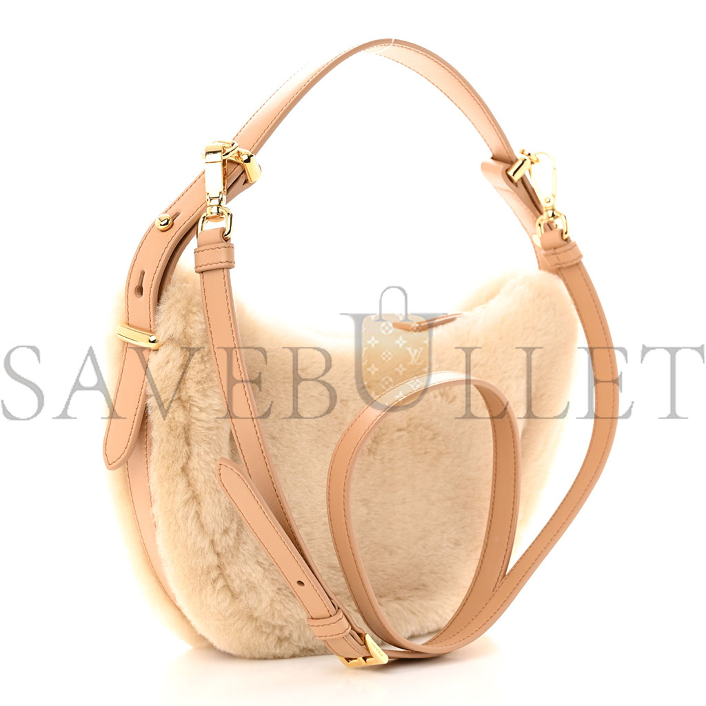 Pra*a shearling arque shoulder bag ecru noisette (23*19*6cm)