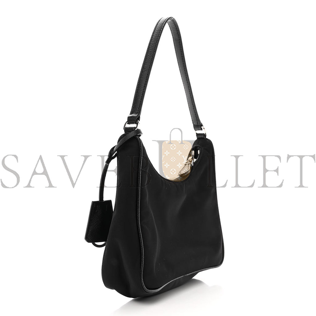 Pra*a tessuto nylon saffiano mini re-edition 2005 bag black (22*16*6cm)