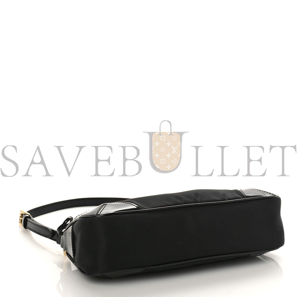 Pra*a tessuto nylon brushed calfskin re-edition 2002 shoulder bag black (24*11*6cm)