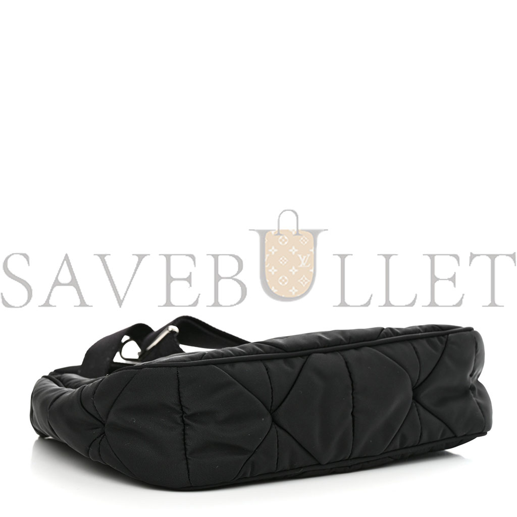 Pra*a tessuto nylon quilted patchwork re-edition hobo bag black (24*20*7cm)