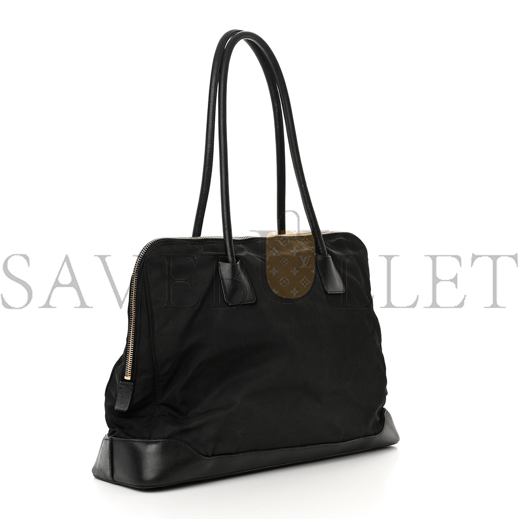 Pra*a tessuto nylon calfskin tote black (36*27*11cm)
