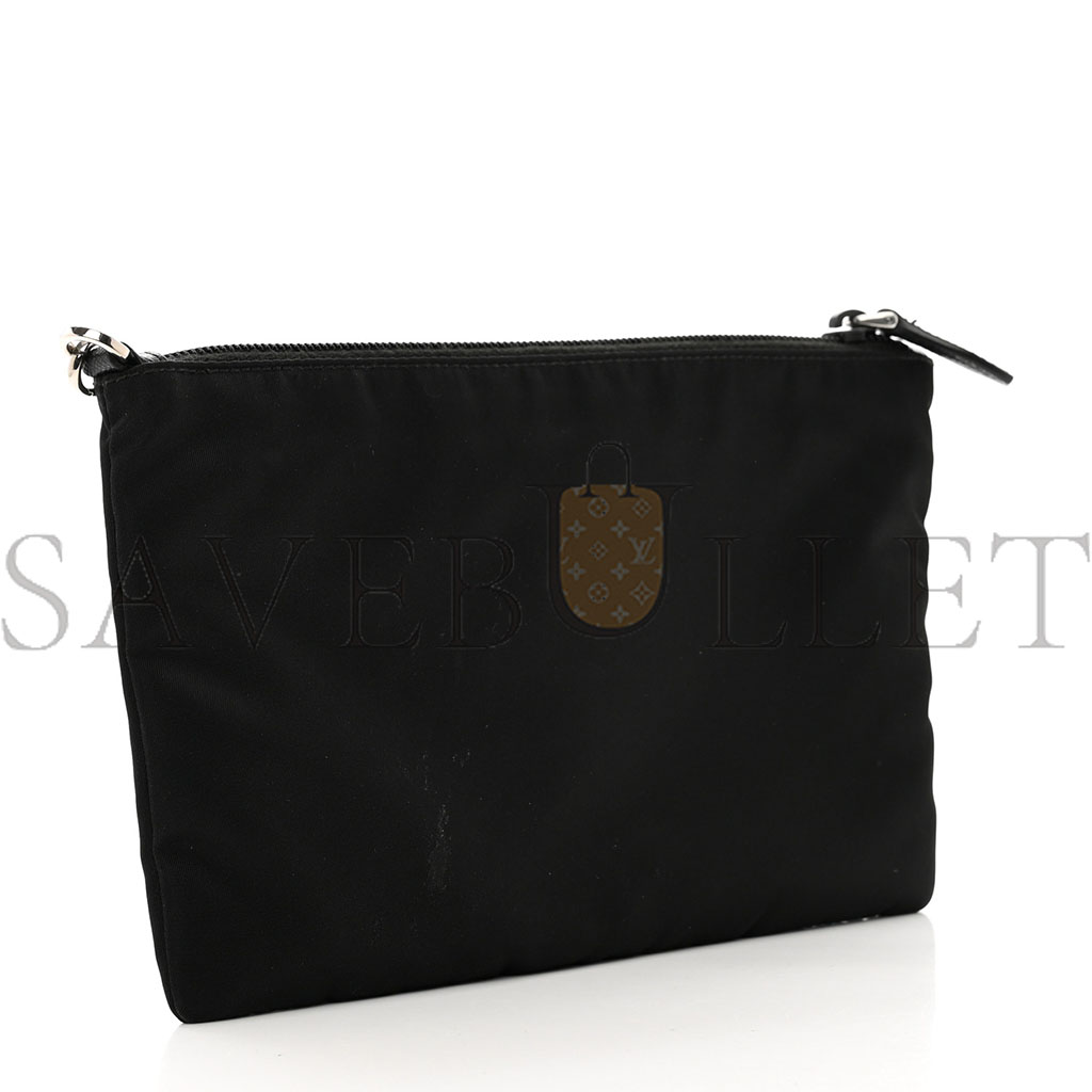 Pra*a tessuto nylon saffiano wristlet black (23*14cm)