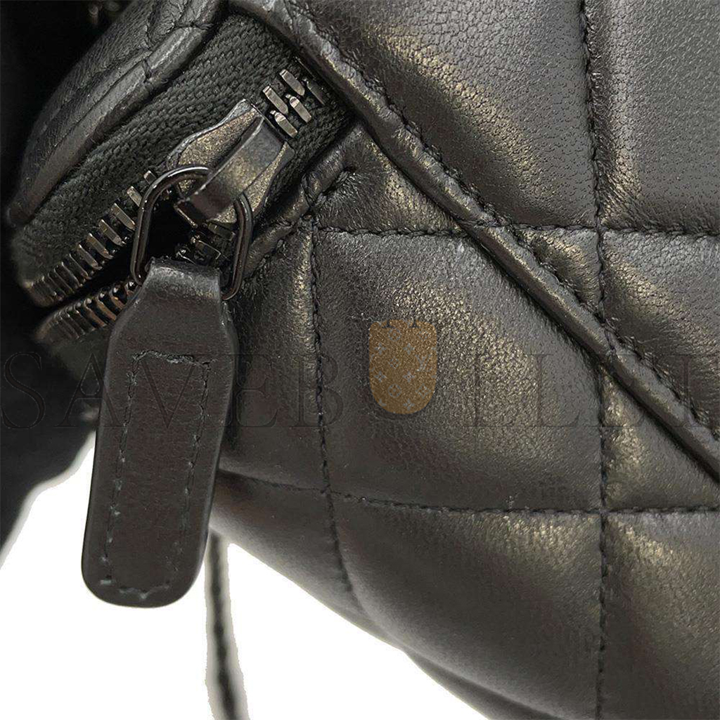 Ch*el matelasse 2way vanity case black lambskin ap2199 (16*10*8cm)