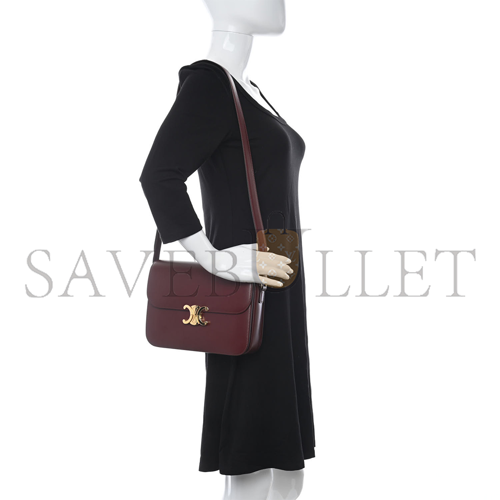 Ce**e shiny calfskin medium triomphe light burgundy (23*15*5cm)