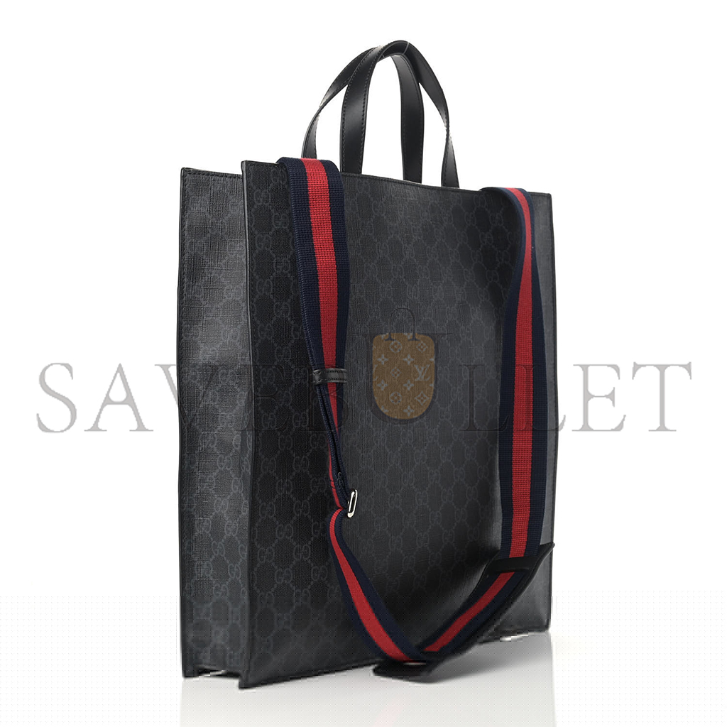 g*u*i gg S*p*e monogram appia calfskin web vertical tote black (37*36*8cm)
