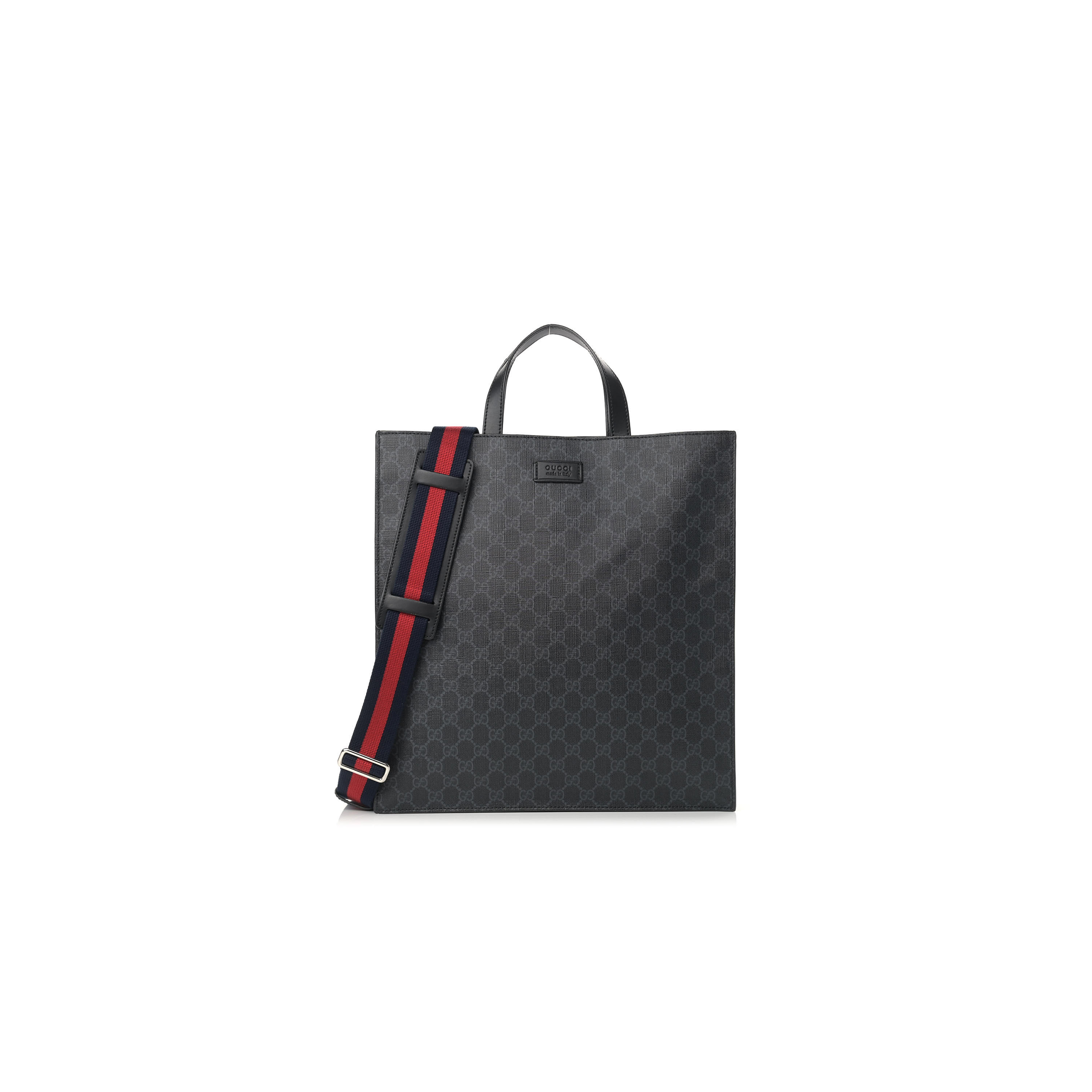 g*u*i gg S*p*e monogram appia calfskin web vertical tote black (37*36*8cm)