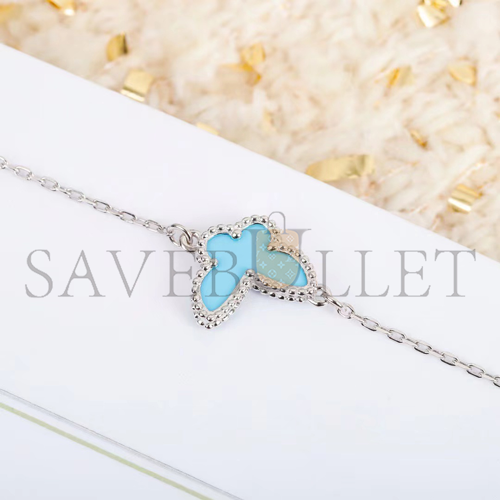 V*N CL*F arpels sweet alhambra butterfly bracelet - white gold, turquoise  vcarf80400
