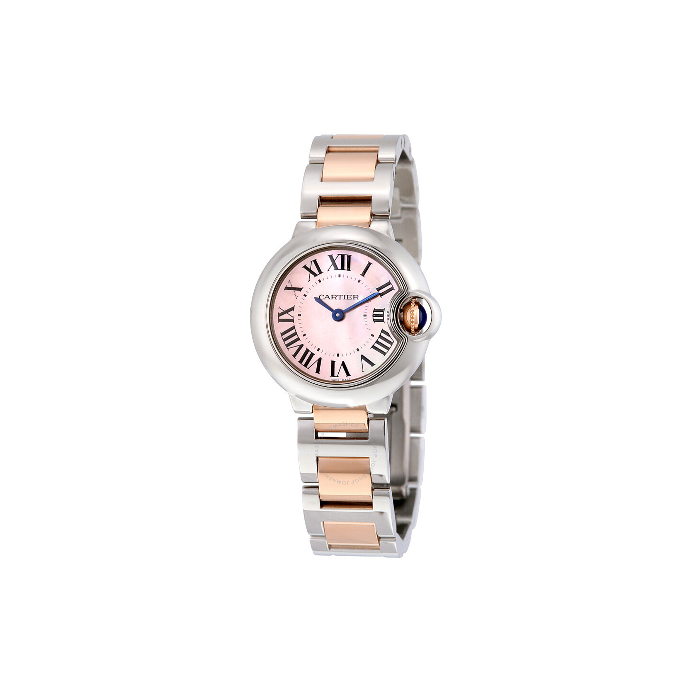 Ca*t*er ballon bleu mother of pearl stainless steel and 18kt rose gold ladies watch w2bb0009