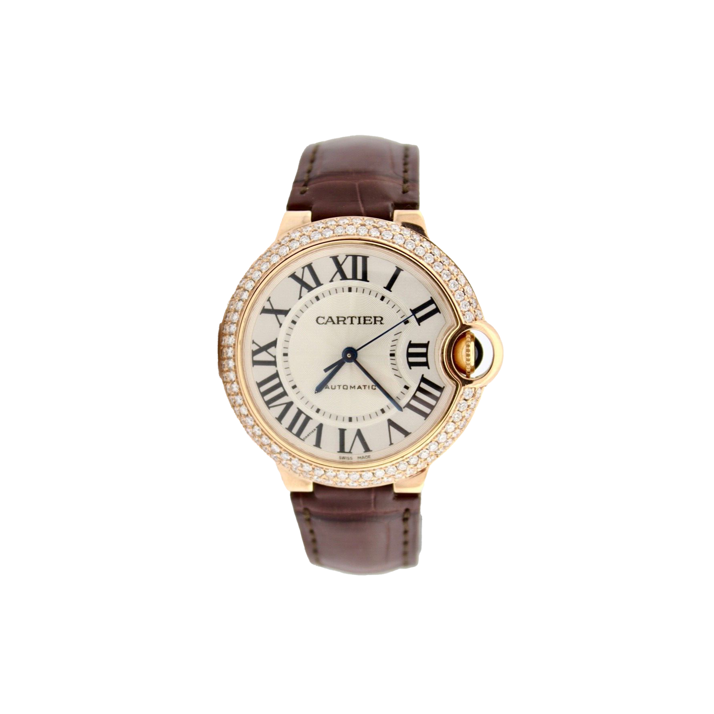 ca*t*er ballon bleu rose gold 36mm Di*m*nd encrusted watch wgbb0009