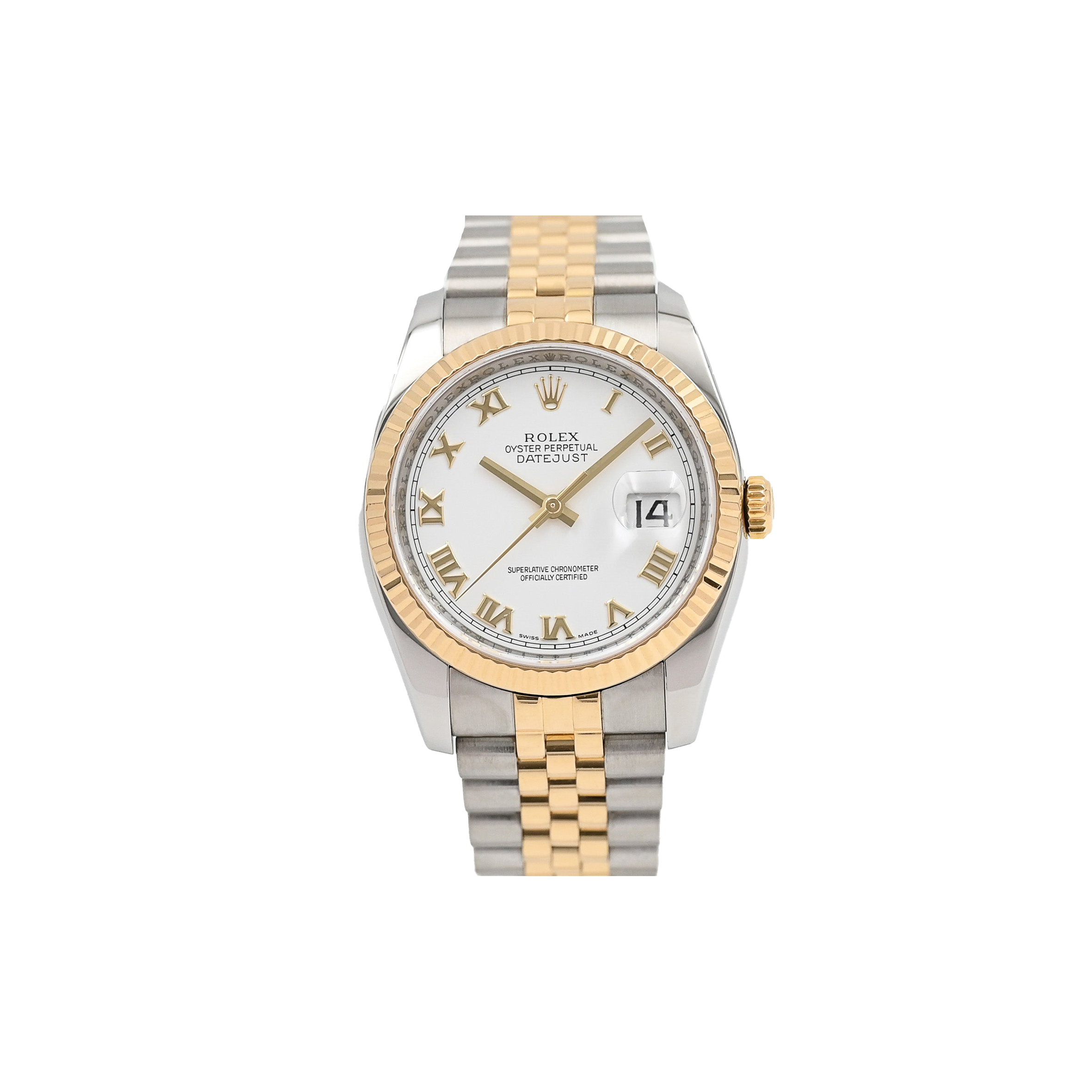 R*l*x datejust 36 oyster, 36 mm, oystersteel and yellow gold watch 126233