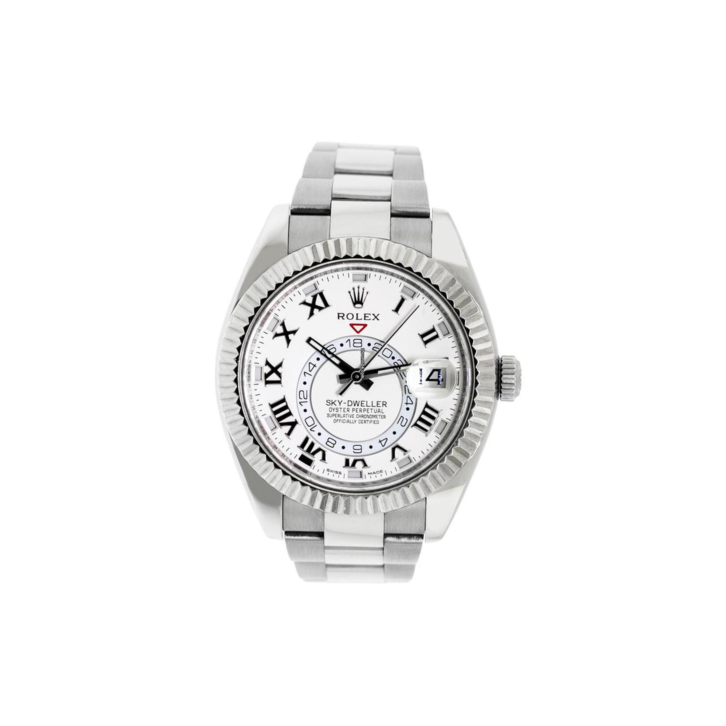 R*l*x sky-dweller 42mm white gold white roman dial watch 326939