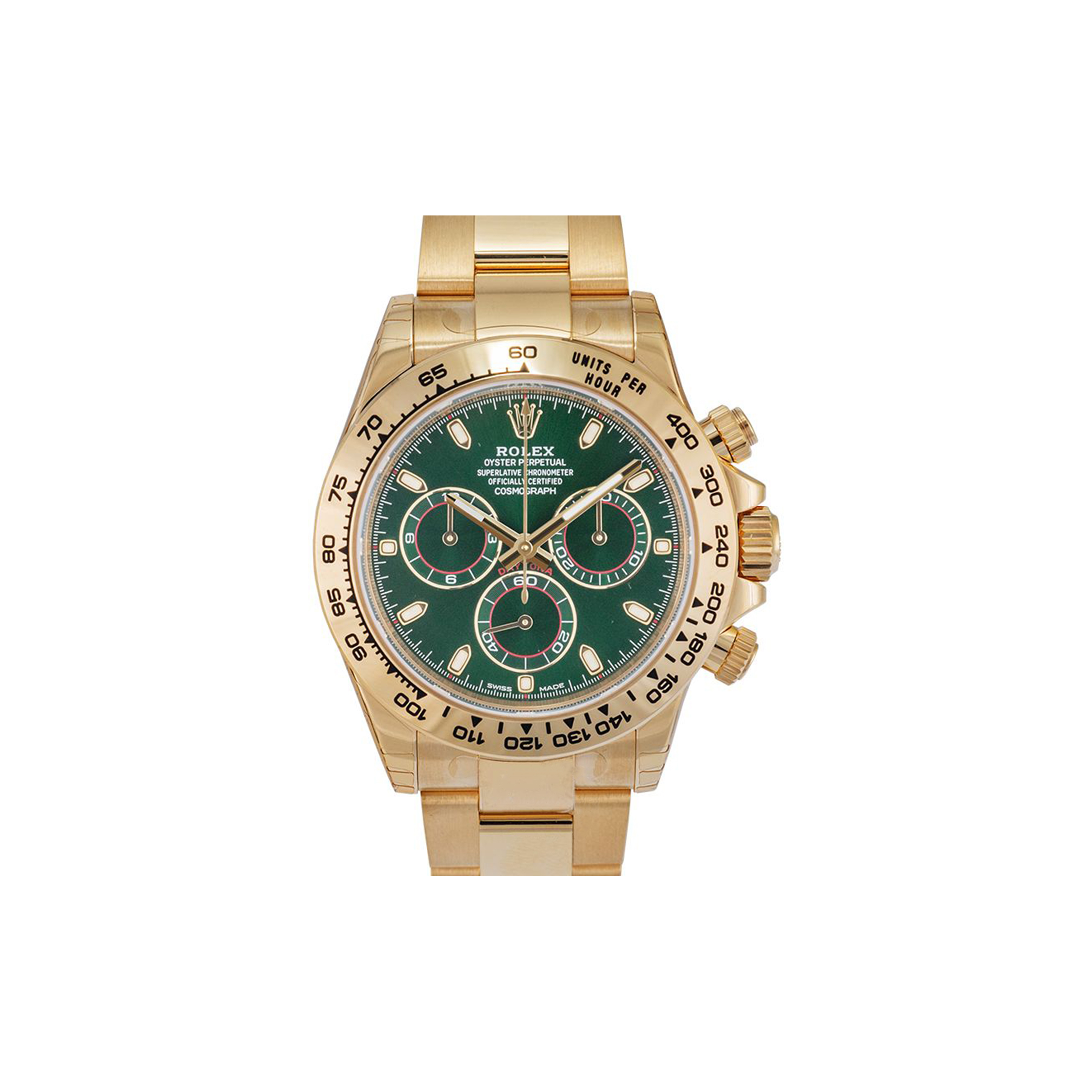 R*l*x daytona green dial yellow gold automatic 40mm watch 116508