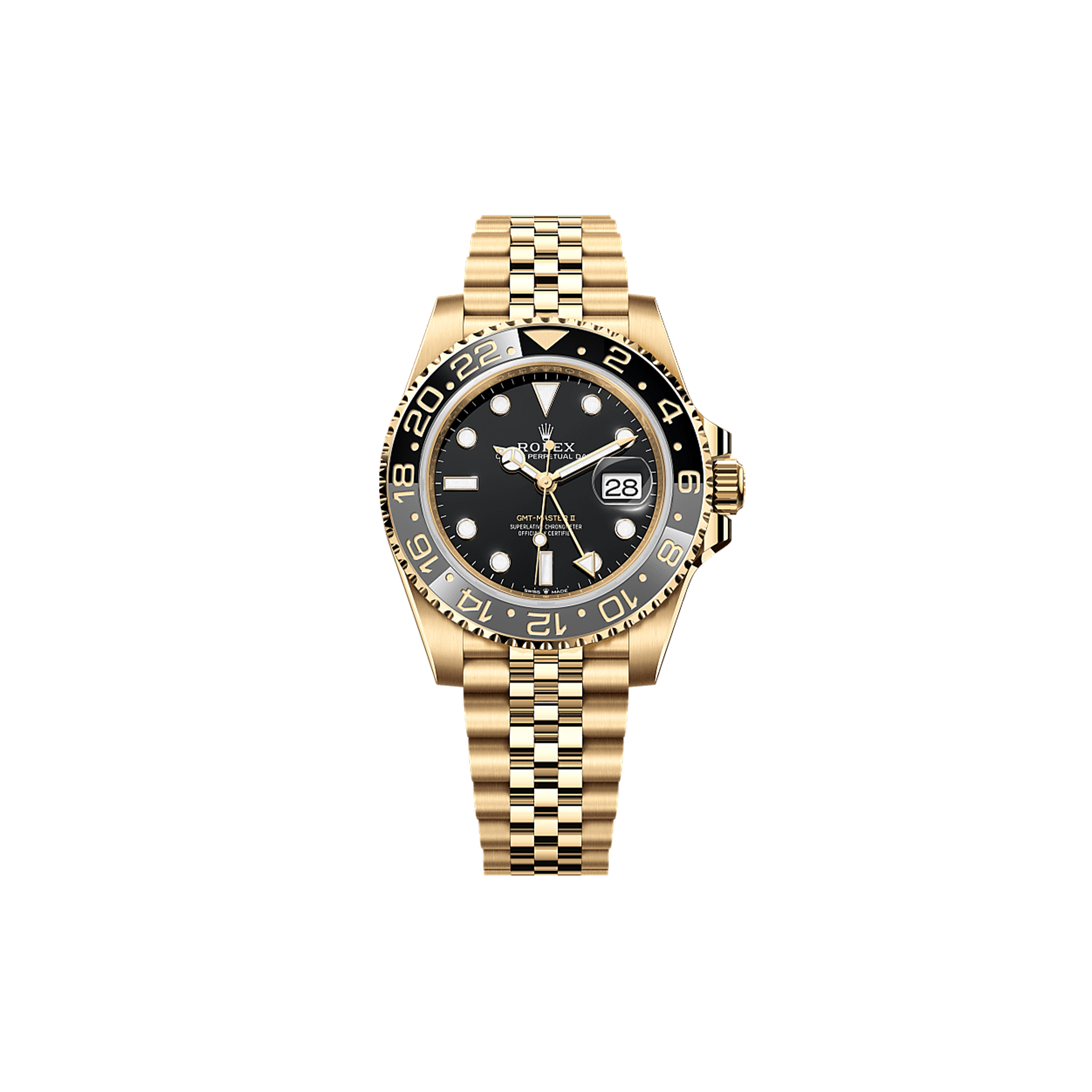 R*l*x gmt-master ii oyster, 40 mm, yellow gold watch 126718grnr