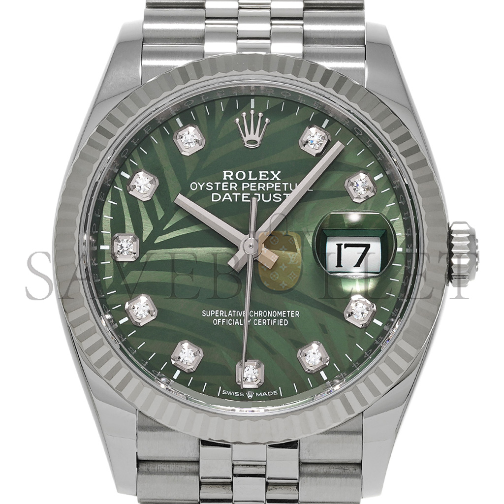 R*l*x datejust olive green palm theme 41mm watch 126234-0055