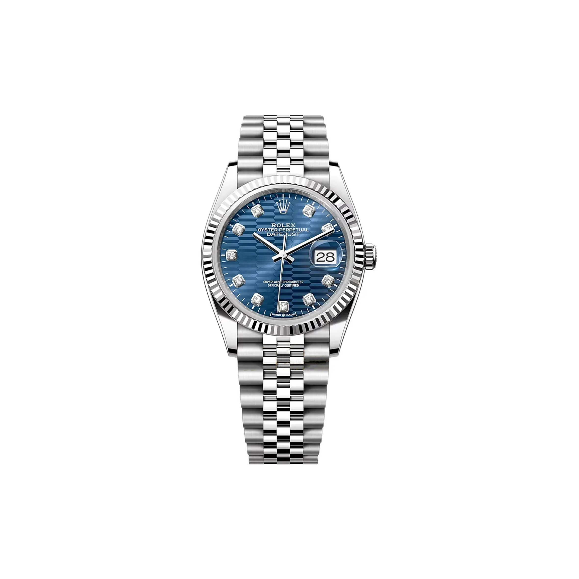 R*l*x datejust blue fluted pattern dial 36mm watch 126234-0057