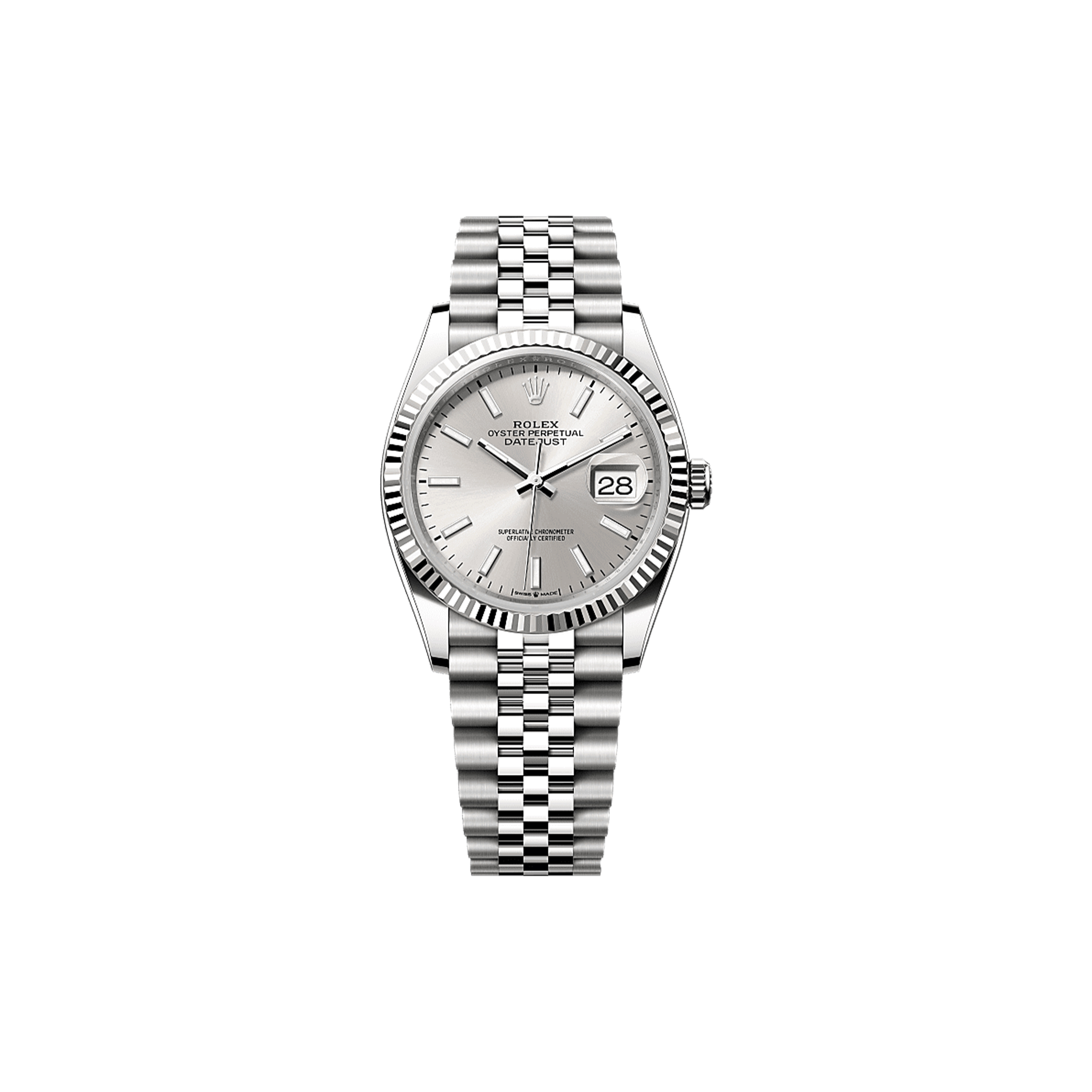 R*l*x datejust 36 oyster, 36 mm, oystersteel and white gold watch 126234-0013