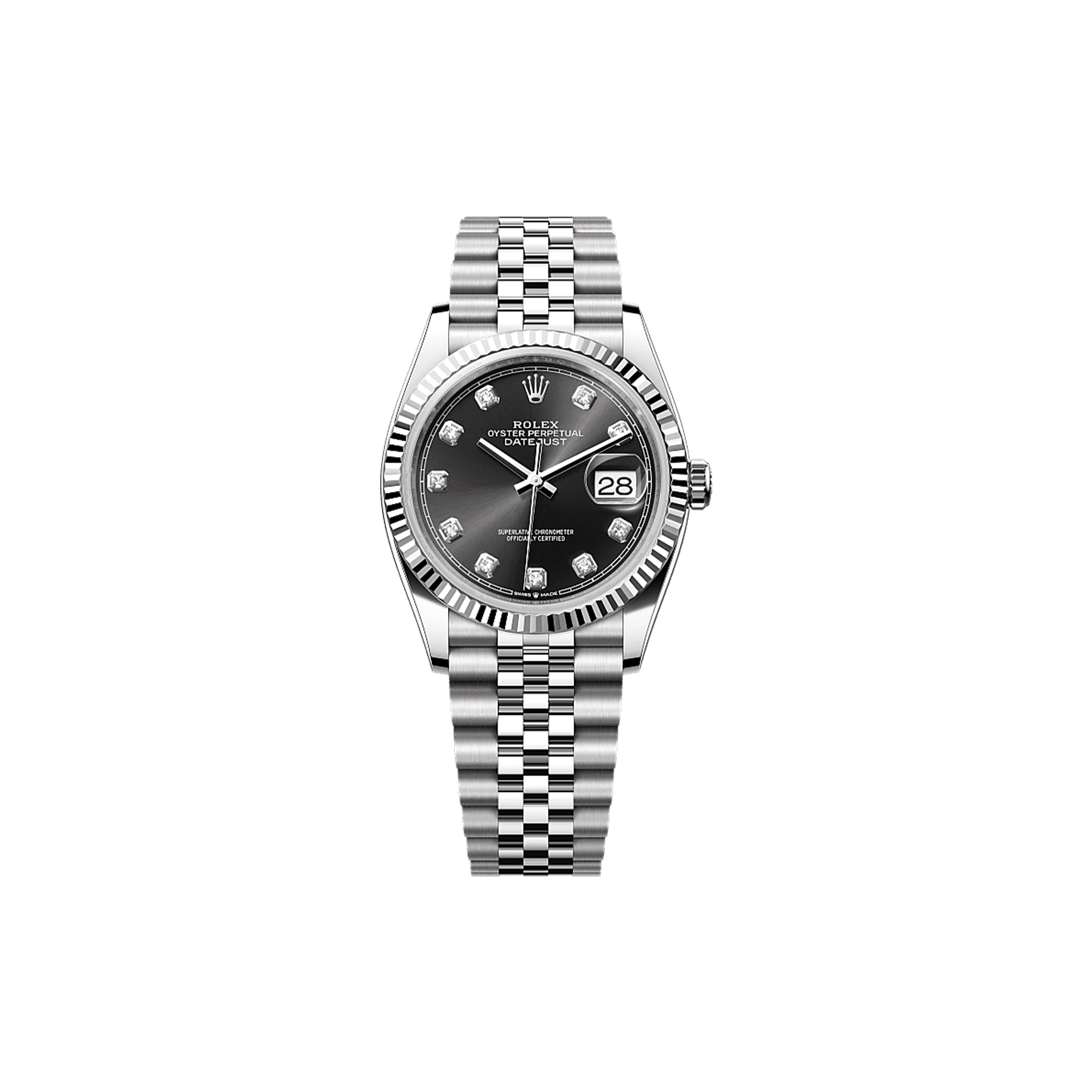 R*l*x datejust 36 oyster, 36 mm, oystersteel and white gold watch 126234-0027