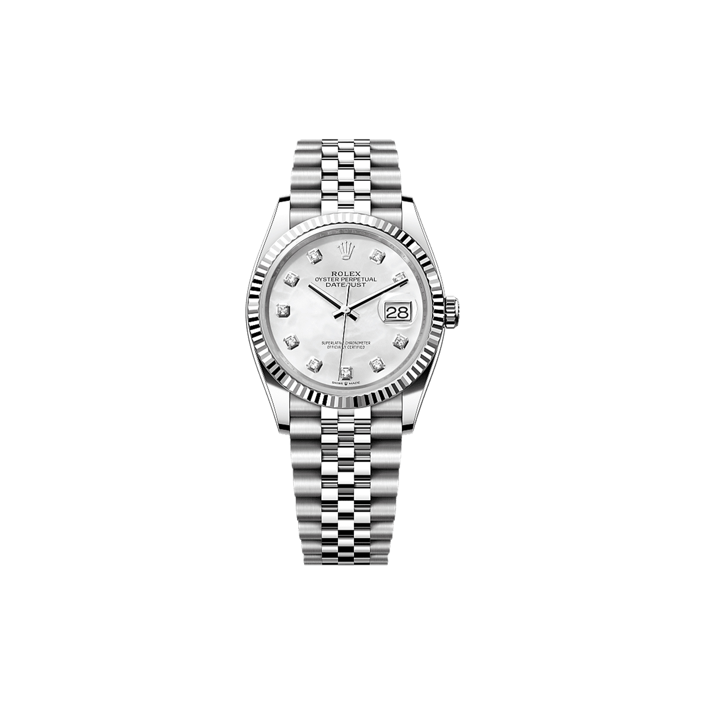 R*l*x datejust 36 oyster, 36 mm, oystersteel and white gold watch 126234-0019