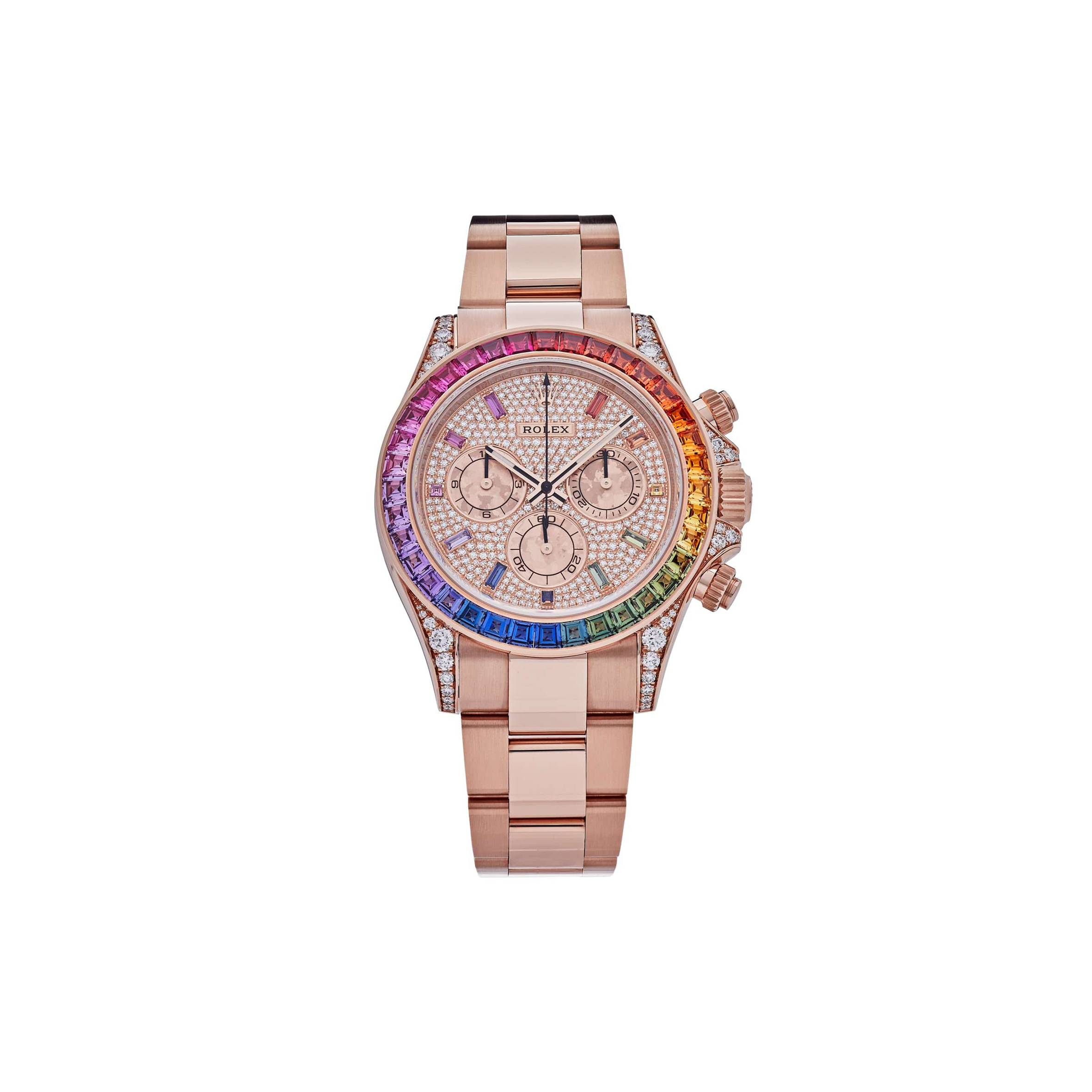 r*l*x daytona ''rainbow'' rose gold pave Di*m*nd dial watch 116595rbow