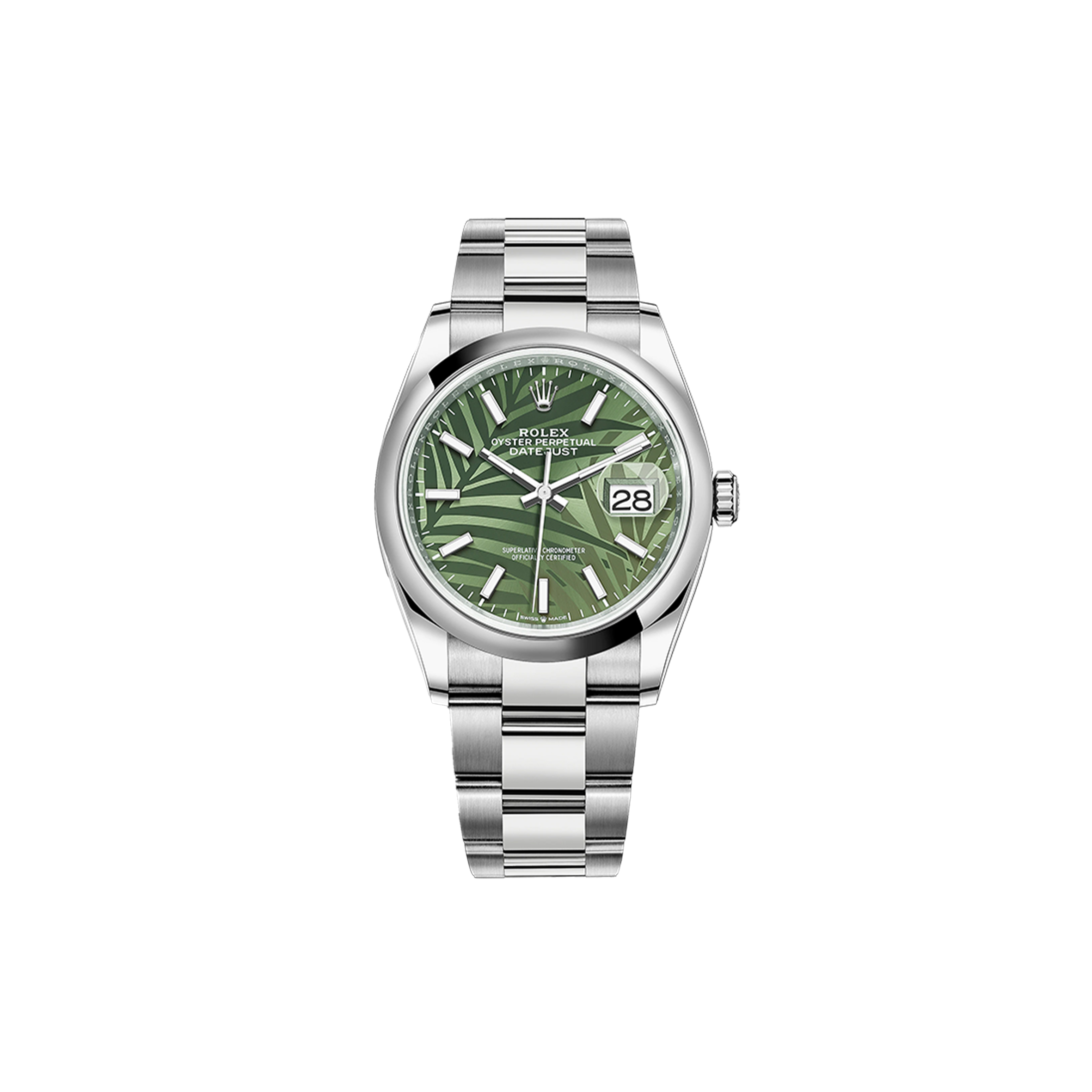 R*l*x datejust olive green palm pattern watch 126200