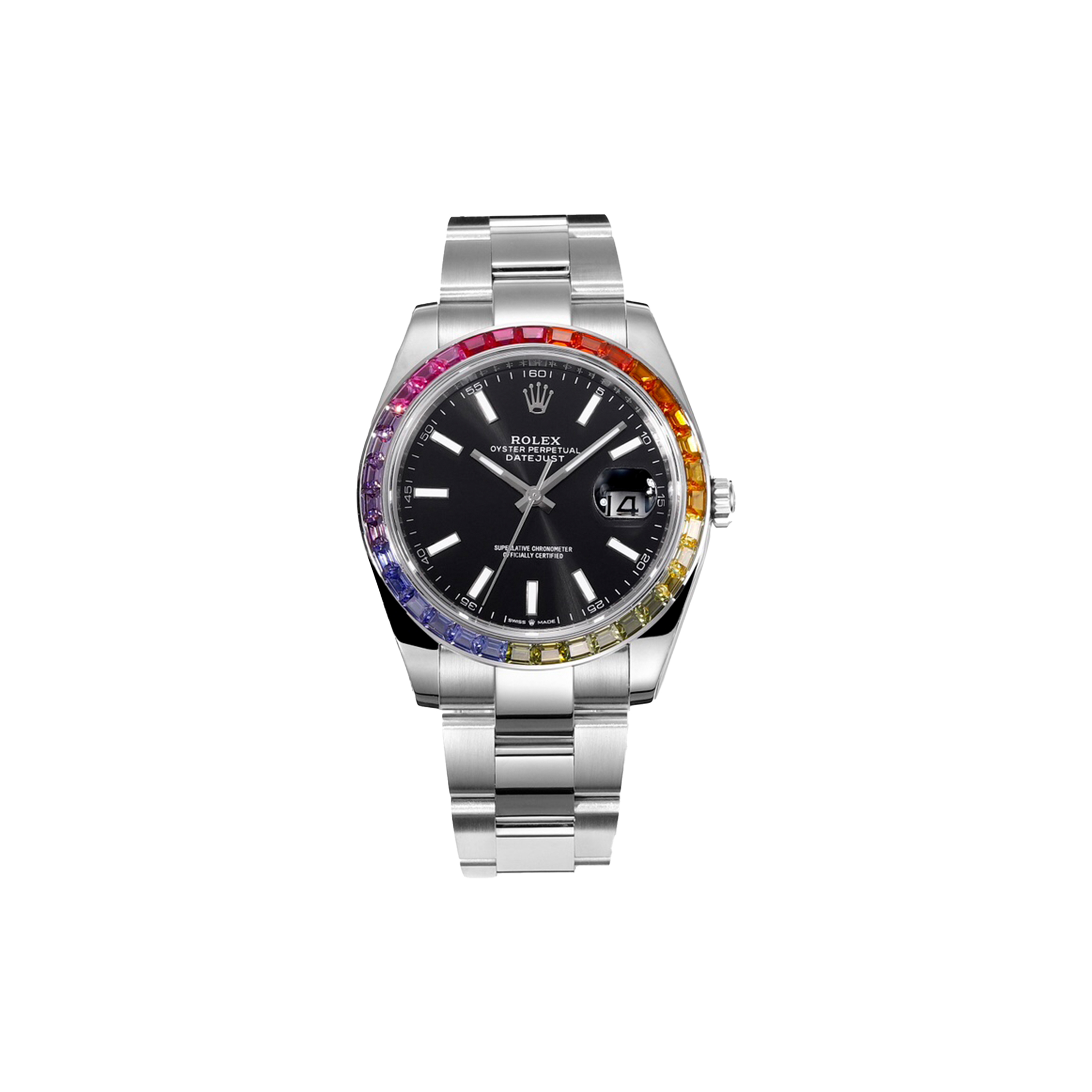 R*l*x datejust rainbow bezel black dial 41mm watch 3235