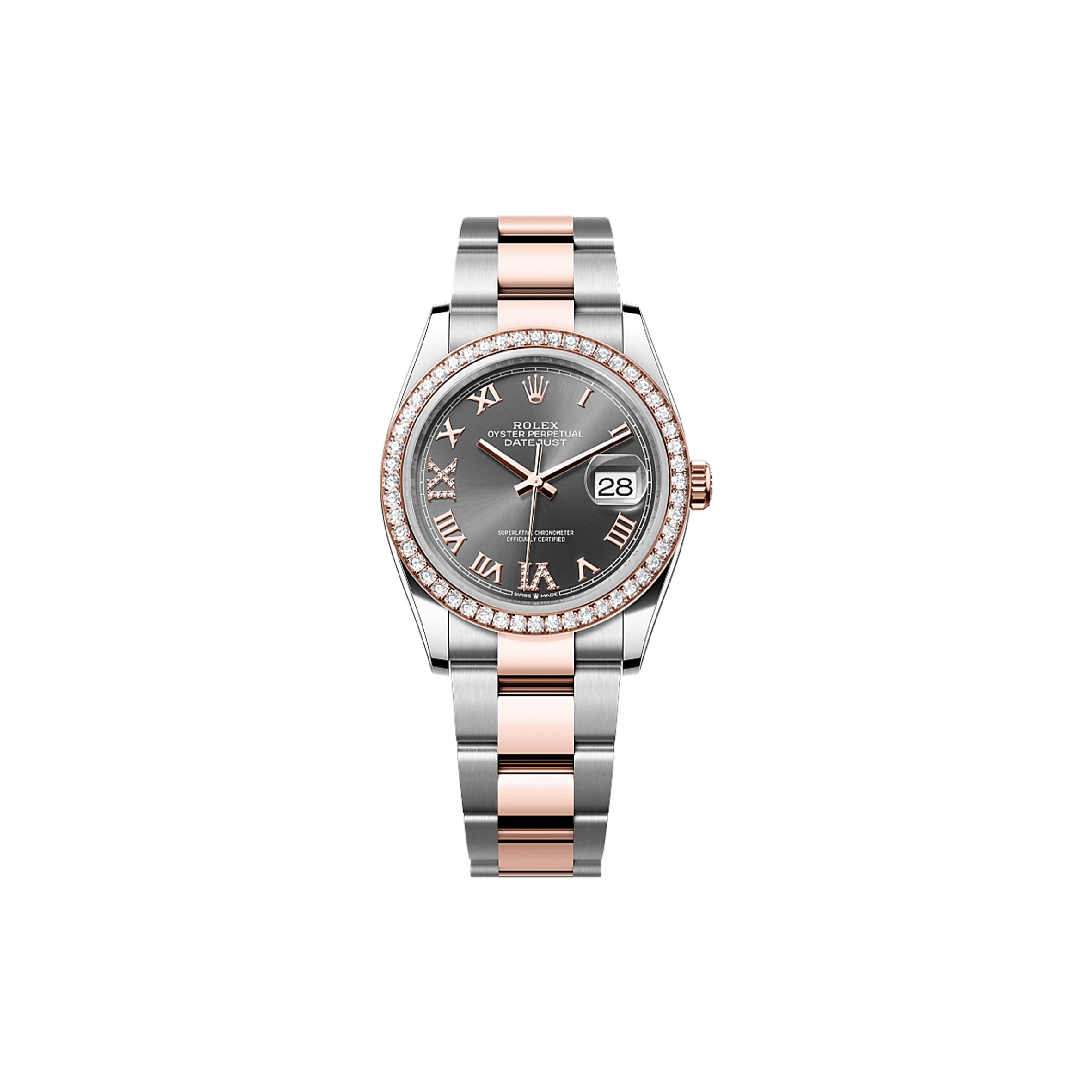 r*l*x datejust 36 oyster, 36 mm, oystersteel, everose gold and Di*m*nds watch 126281rbr-0012