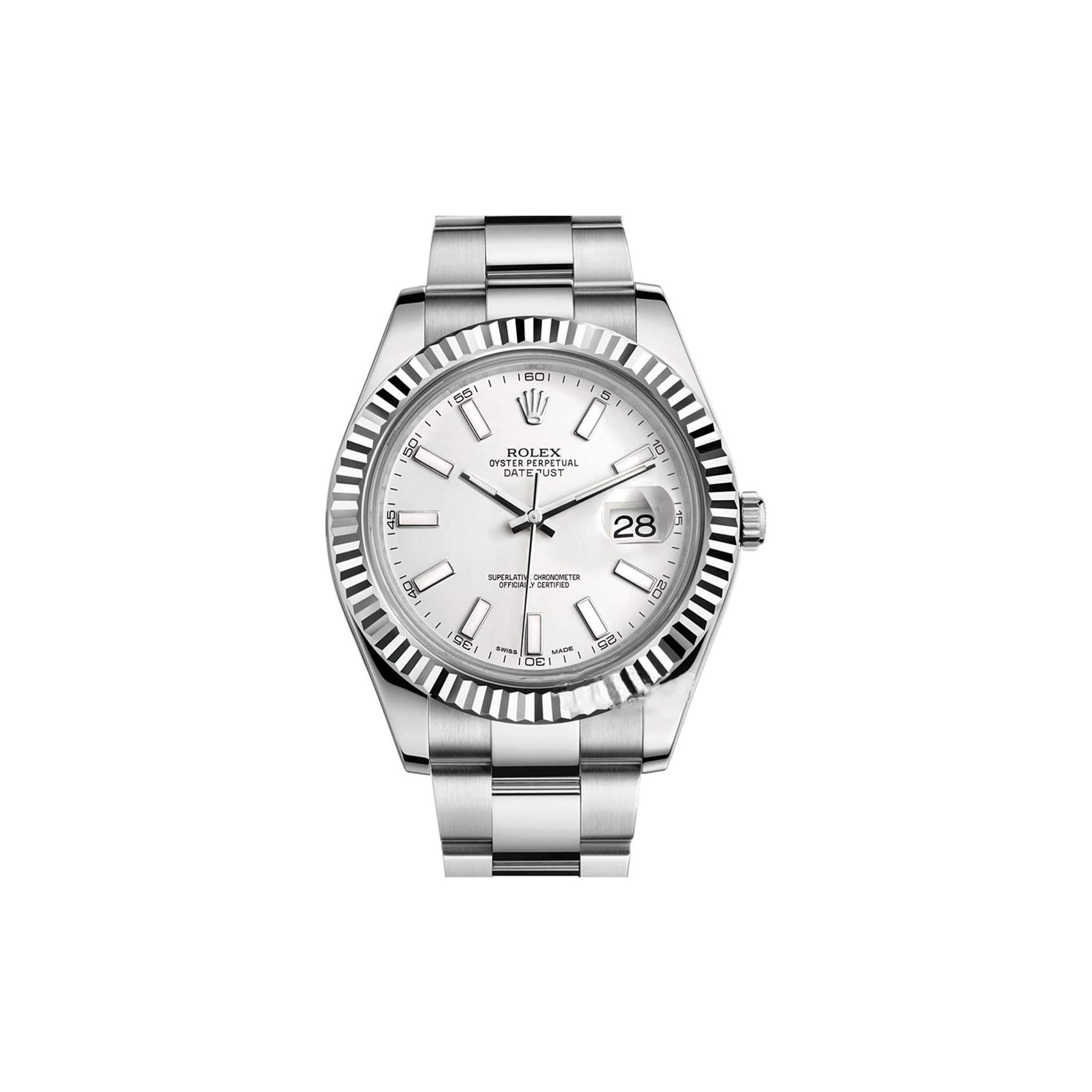 R*l*x datejust series silver disc watch 116334-0010