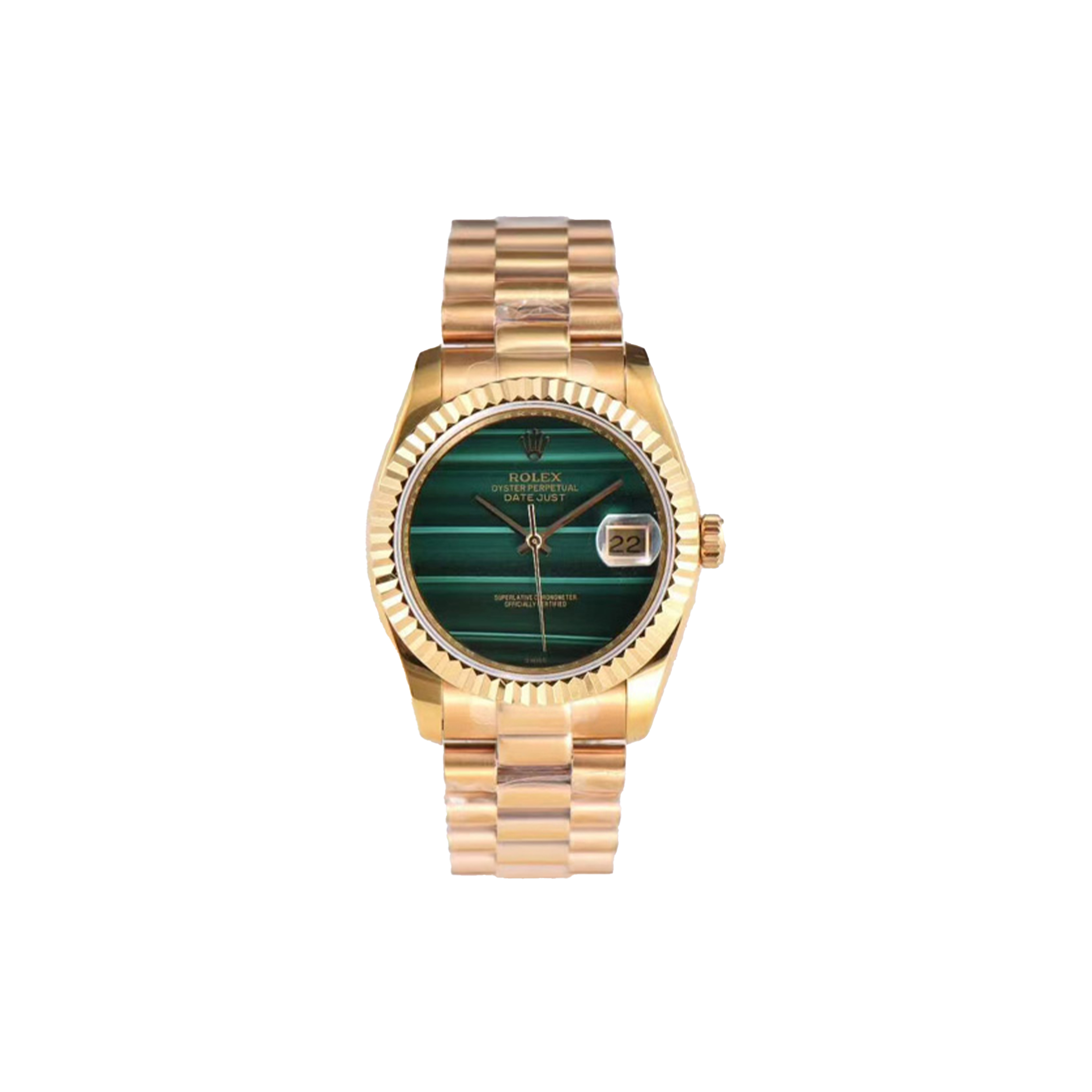 R*l*x datejust yellow gold malachite dial watch 69178