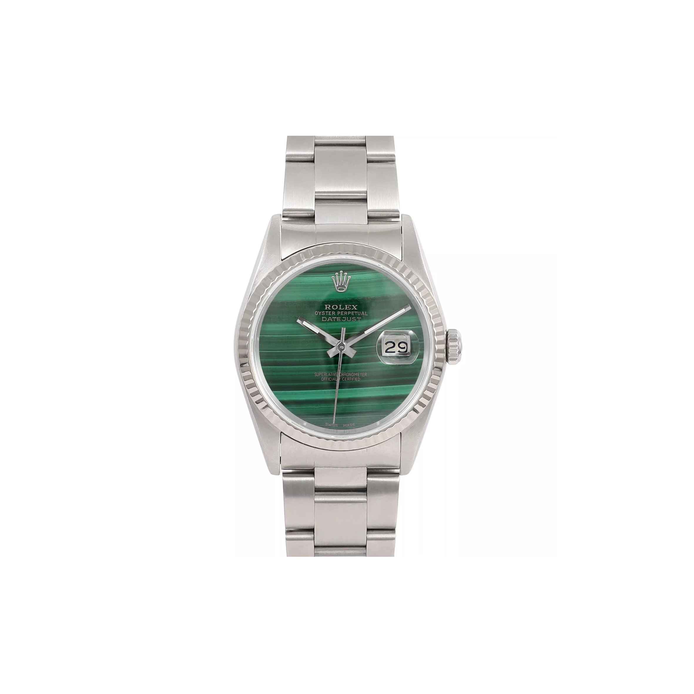 R*l*x datejust green malachite dial watch 69178