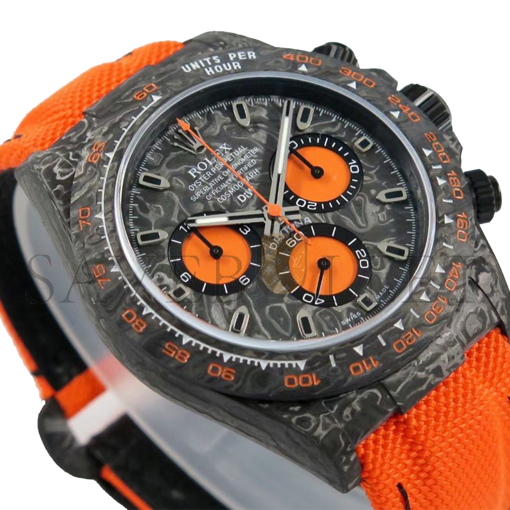 R*l*x daytona diw carbon swissreplica dial orange strap watch cm002-15c
