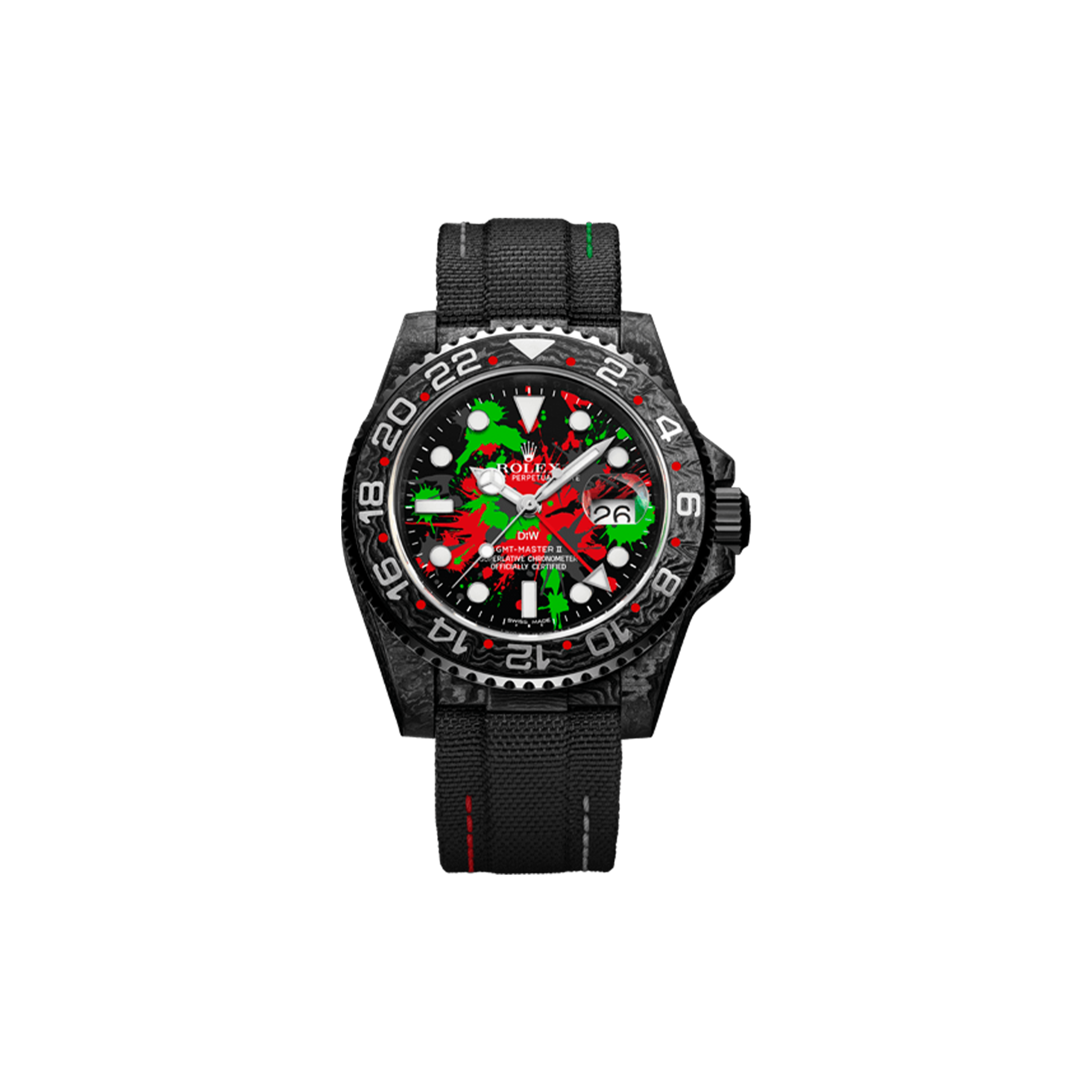 R*l*x gmt-master ii diw carbon motley edition watch 6118