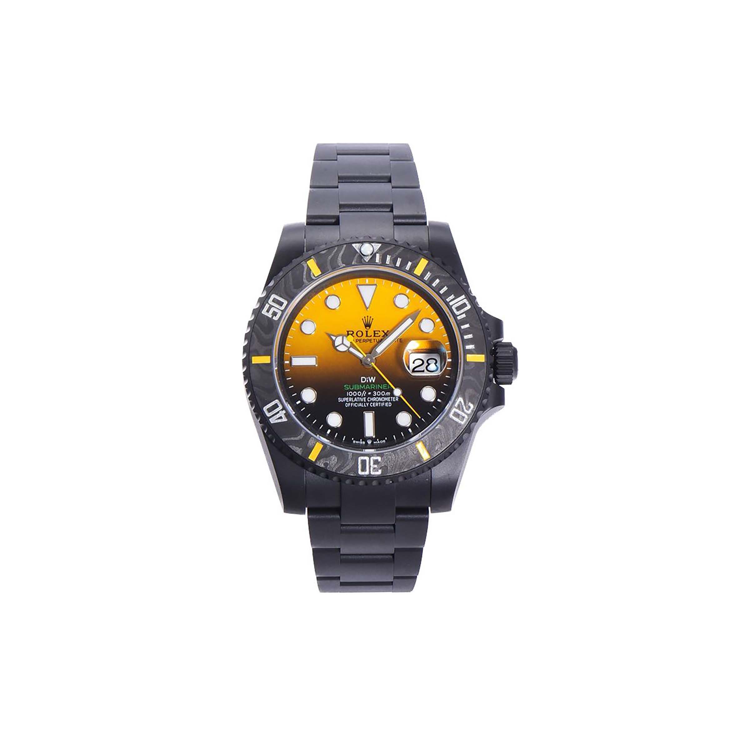 R*l*x submariner diw carbon yellow gradient dial watch 126610ln