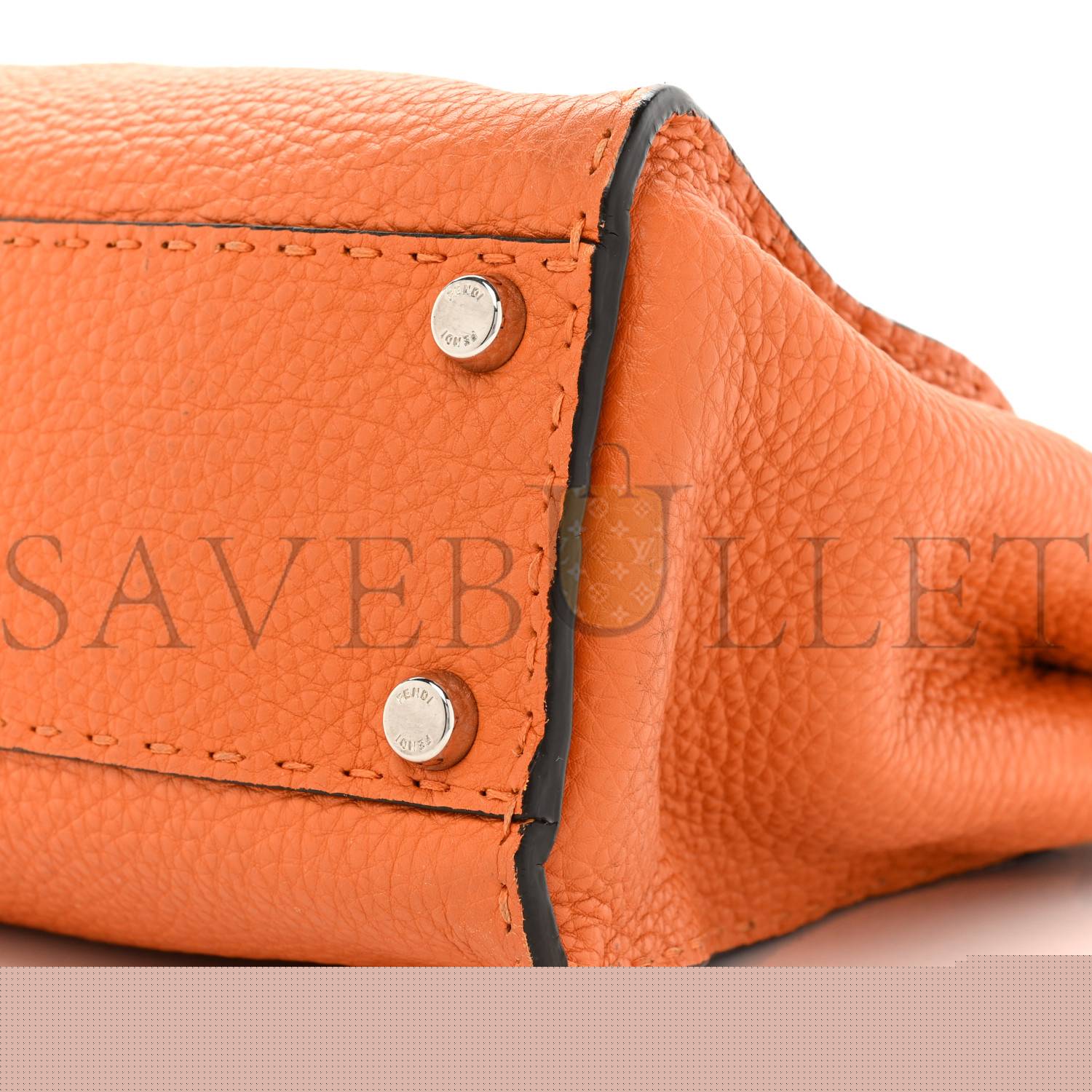 F**di cuoio romano selleria bi-color medium peekaboo iconic satchel orange stone (34*26*13cm)