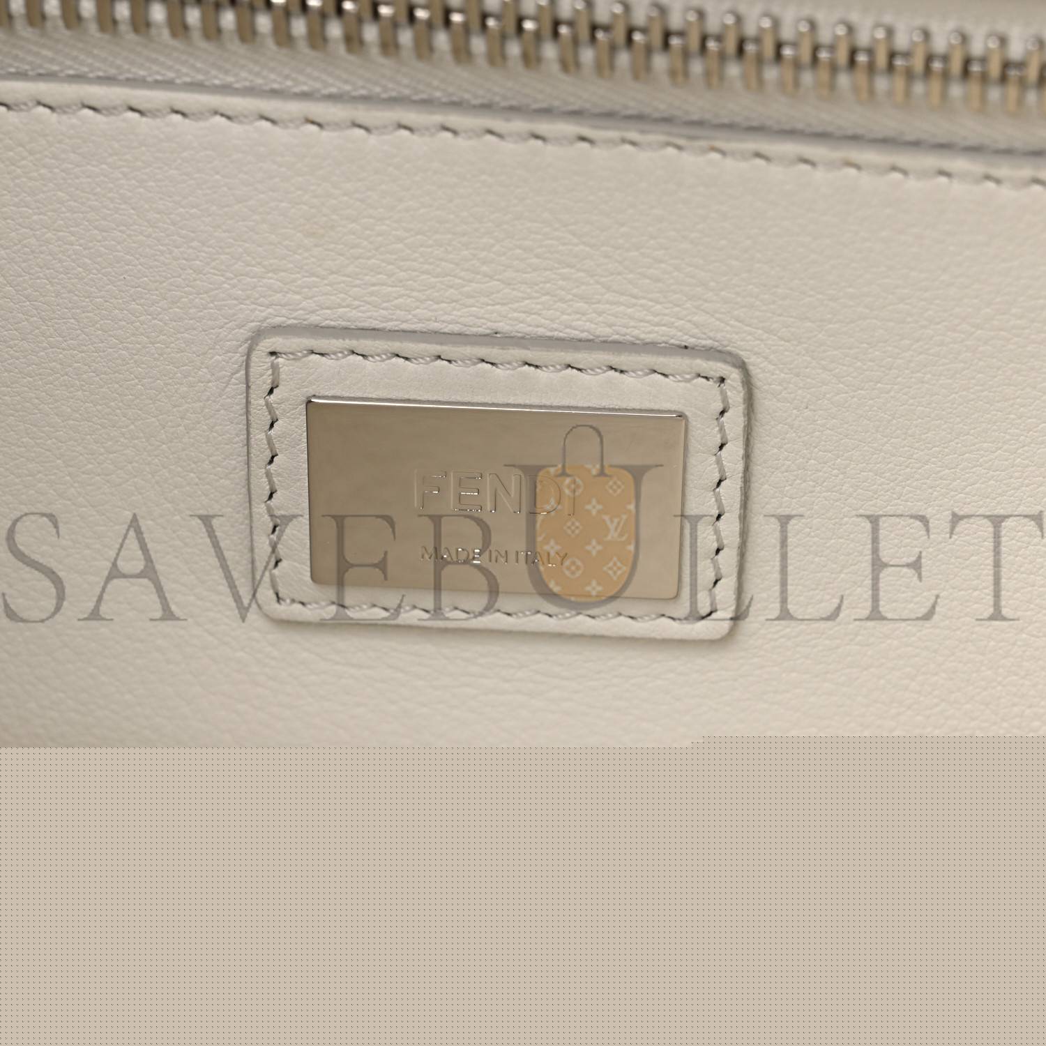 F**di vitello seta century nappa whipstitch medium peekaboo iconic satchel white (34*26*14cm)