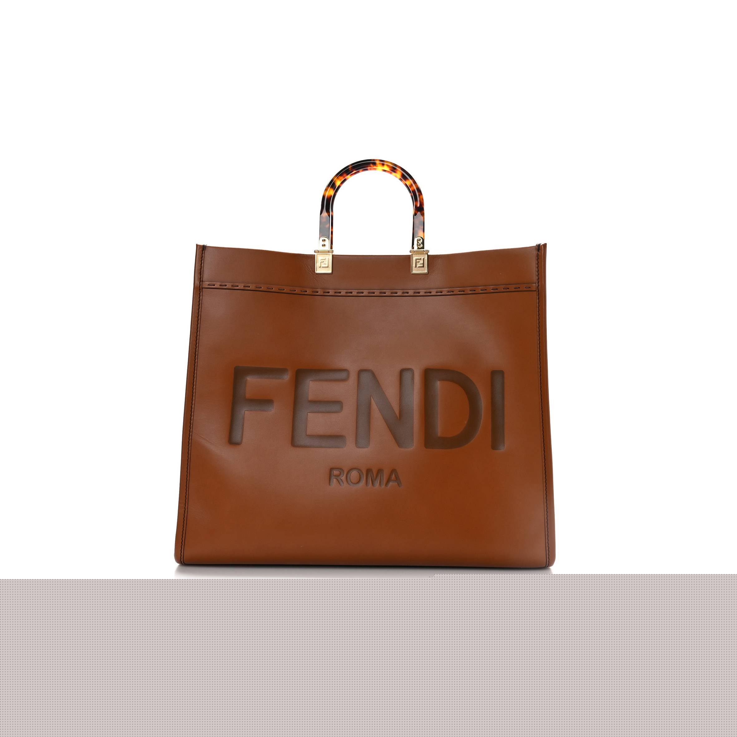 F**di vitello king plexiglass medium F**di sunshine shopper tote cuoio (40*34*15cm)