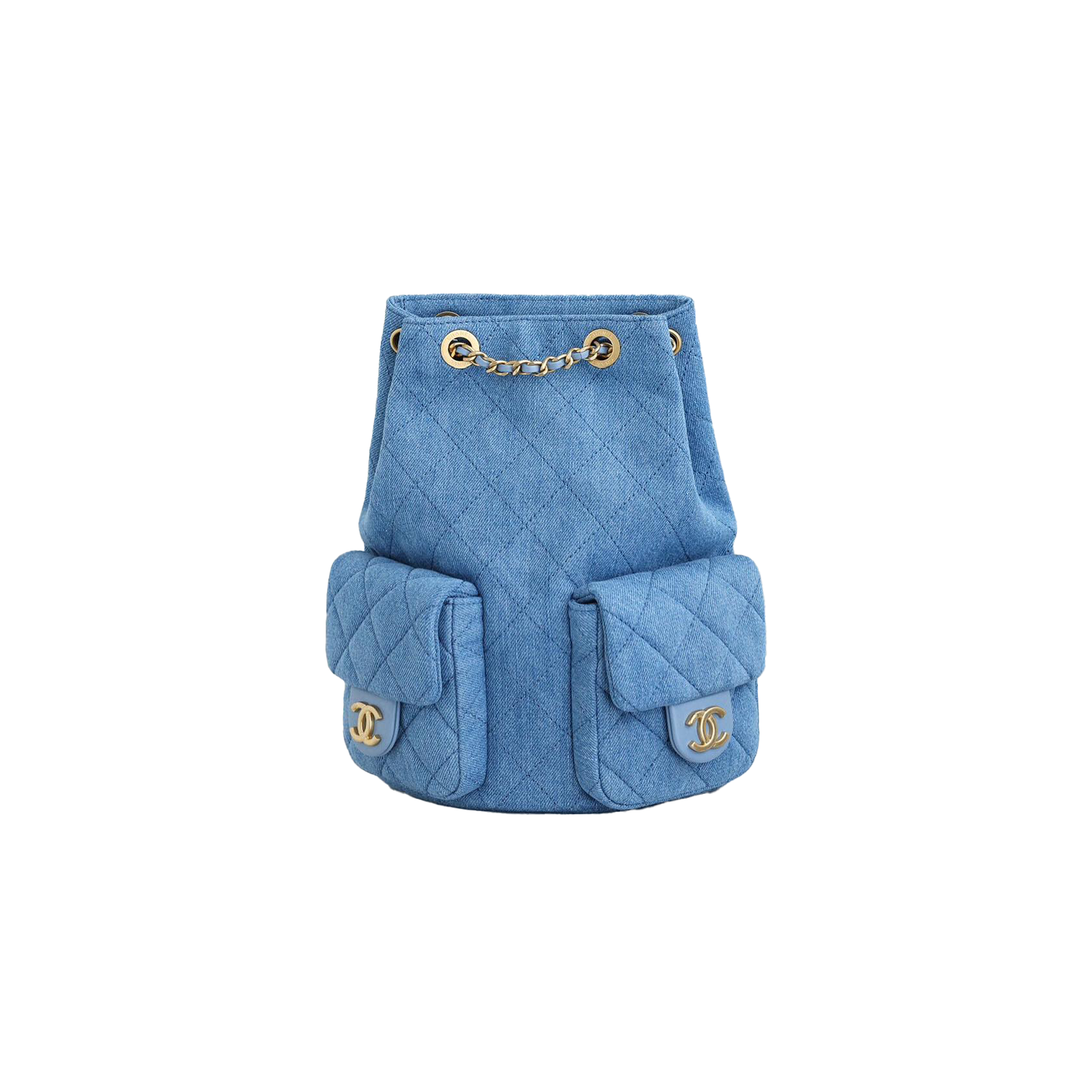 Ch*el 25c drawstring backpack light denim as5310 (24.3*18*7.8cm)
