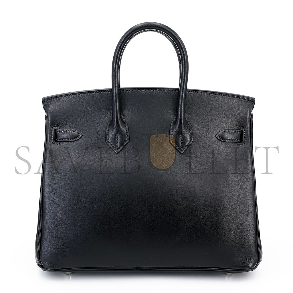 H**mes master birkin 25 black noir tadelakt leather silver buckle 1530255866 (25*20*13cm)