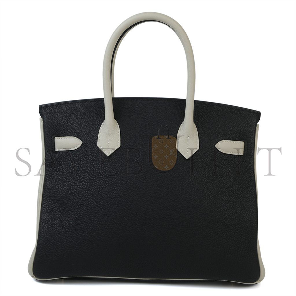 H**mes birkin 25 black and white clemence bag 4212717702 (25*20*13cm)