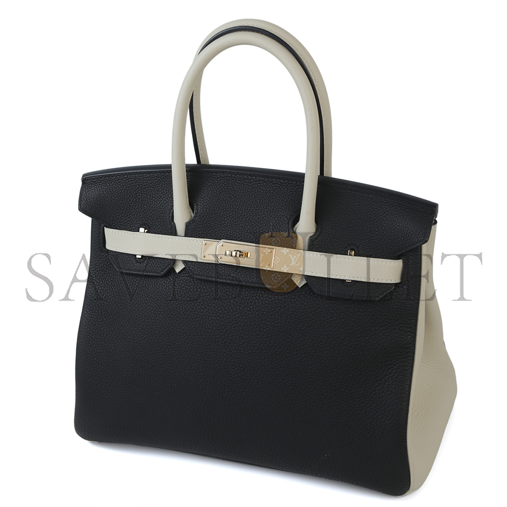 H**mes birkin 25 black and white clemence bag 4212717702 (25*20*13cm)
