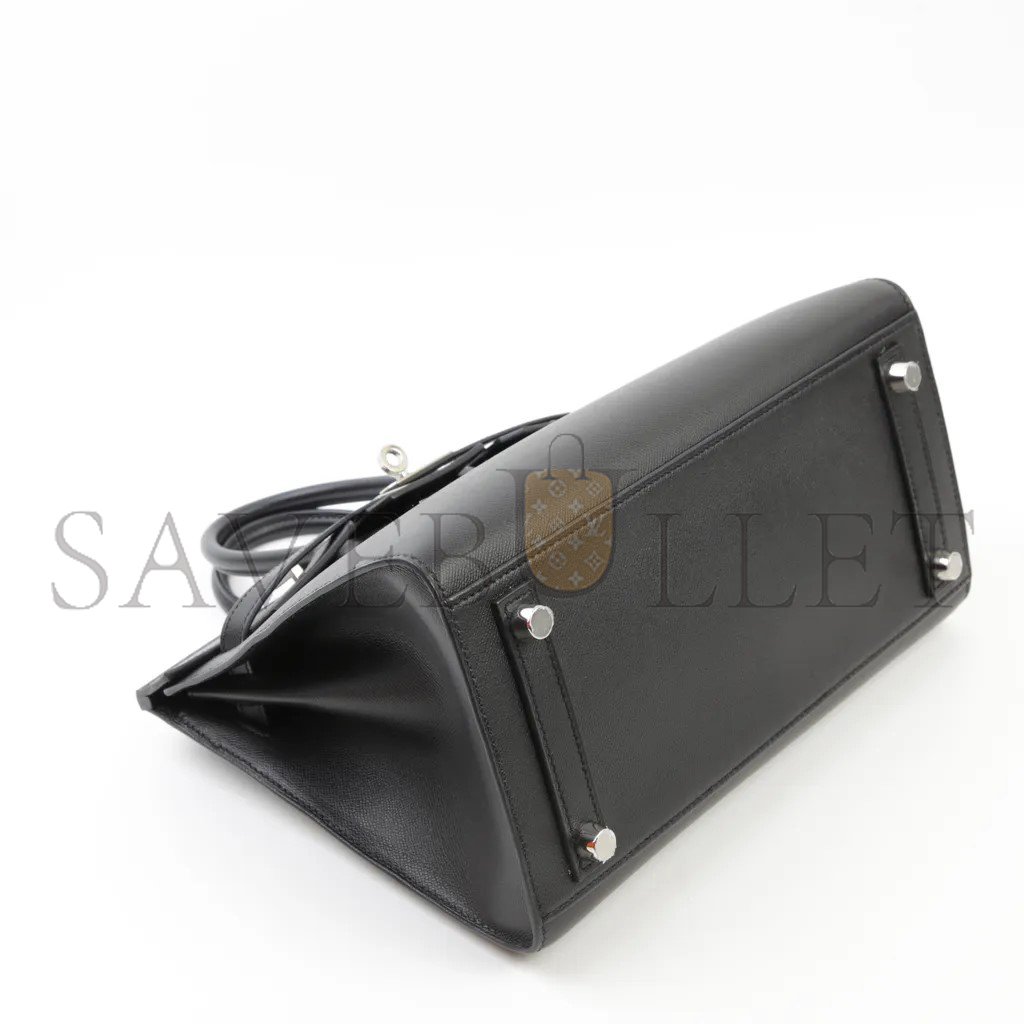 H**mes birkin 25 black leather silver buckle 4341856341 (25*20*13cm)
