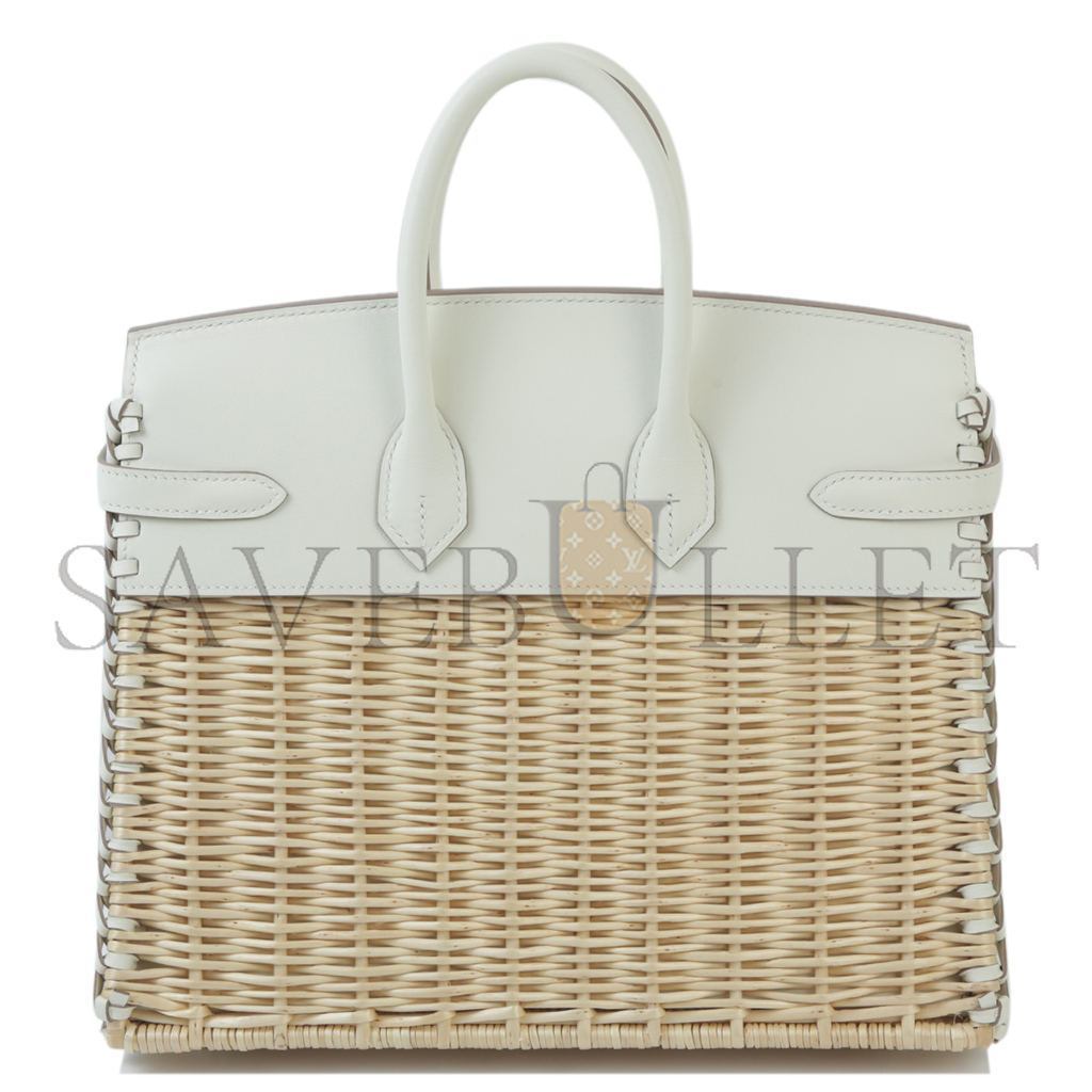 H**mes master birkin 25 cream leather silver buckle tote 296519 (25*20*13cm)