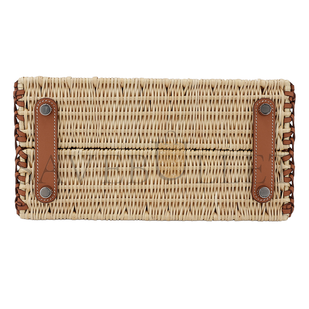 H**mes master birkin picnic 25 brown wicker silver buckle platinum bag 10078587 (25*20*13cm)