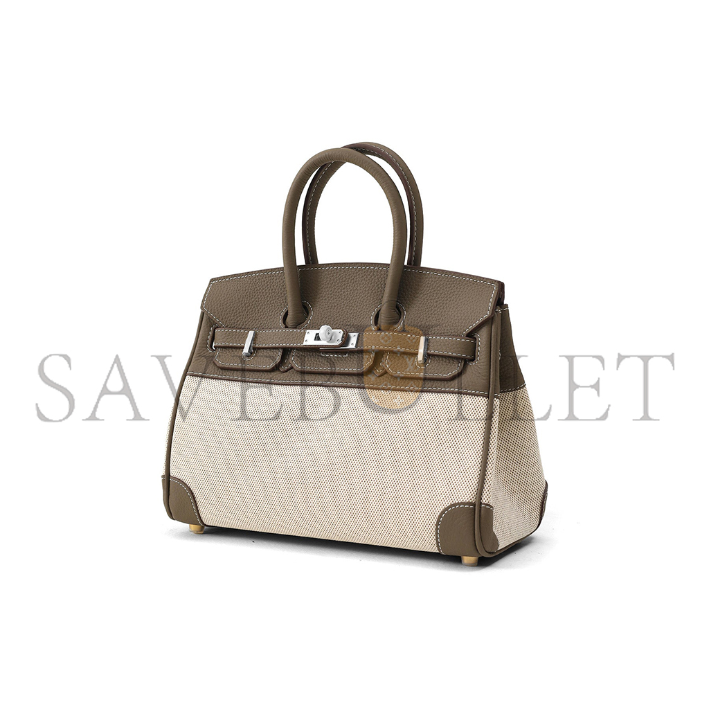 H**mes master birkin 35 toile taupe clemence leather bag 30013032 (35*24*18cm)