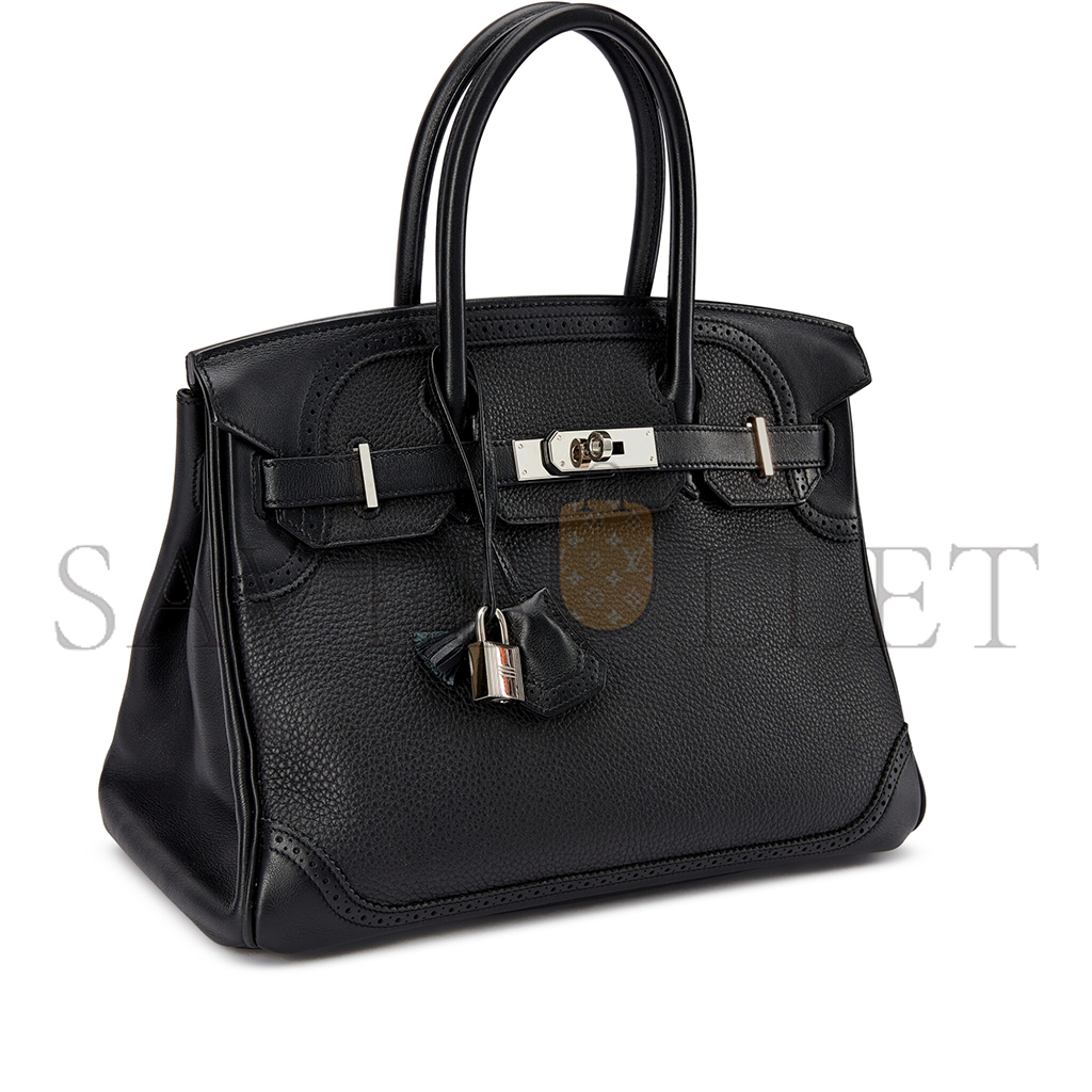 H**mes birkin 30 wift with togo leather black silver buckle bag 195482 (30*22*15cm)