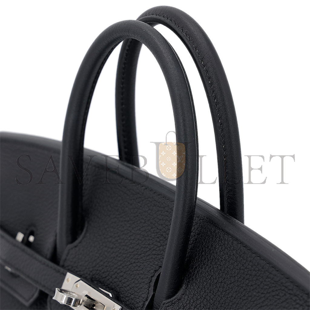 H**mes birkin 25 noir black togo calfskin silver buckle bag 10089040 (25*20*13cm)