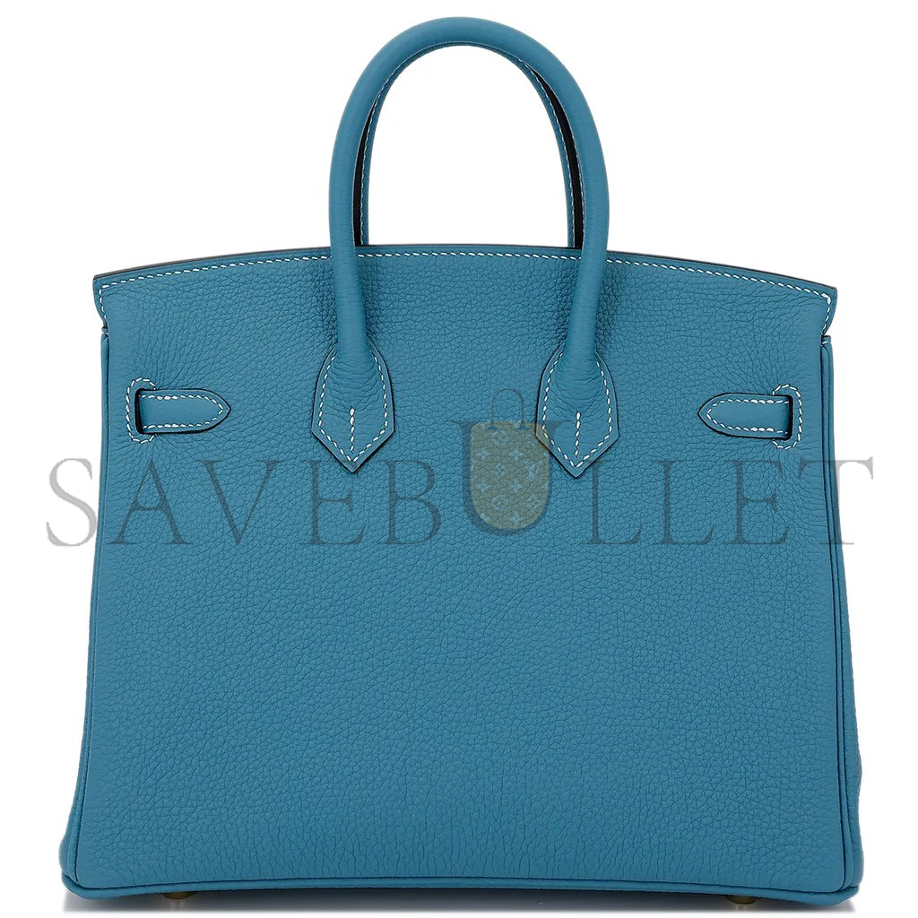H**mes birkin 25 denim blue togo calfskin gold button 10099469 (25*20*13cm)